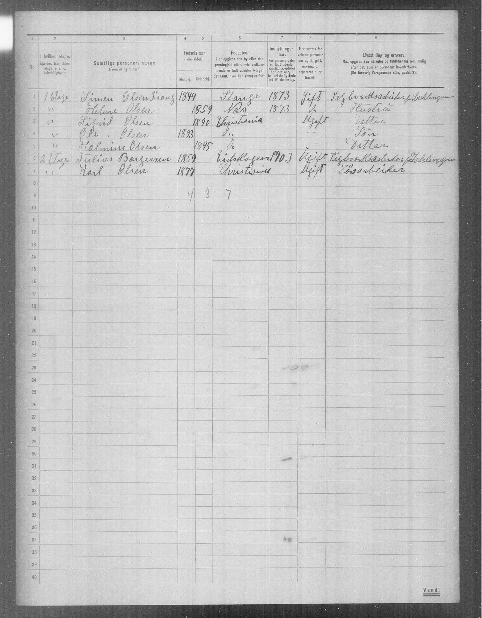 OBA, Municipal Census 1904 for Kristiania, 1904, p. 23051