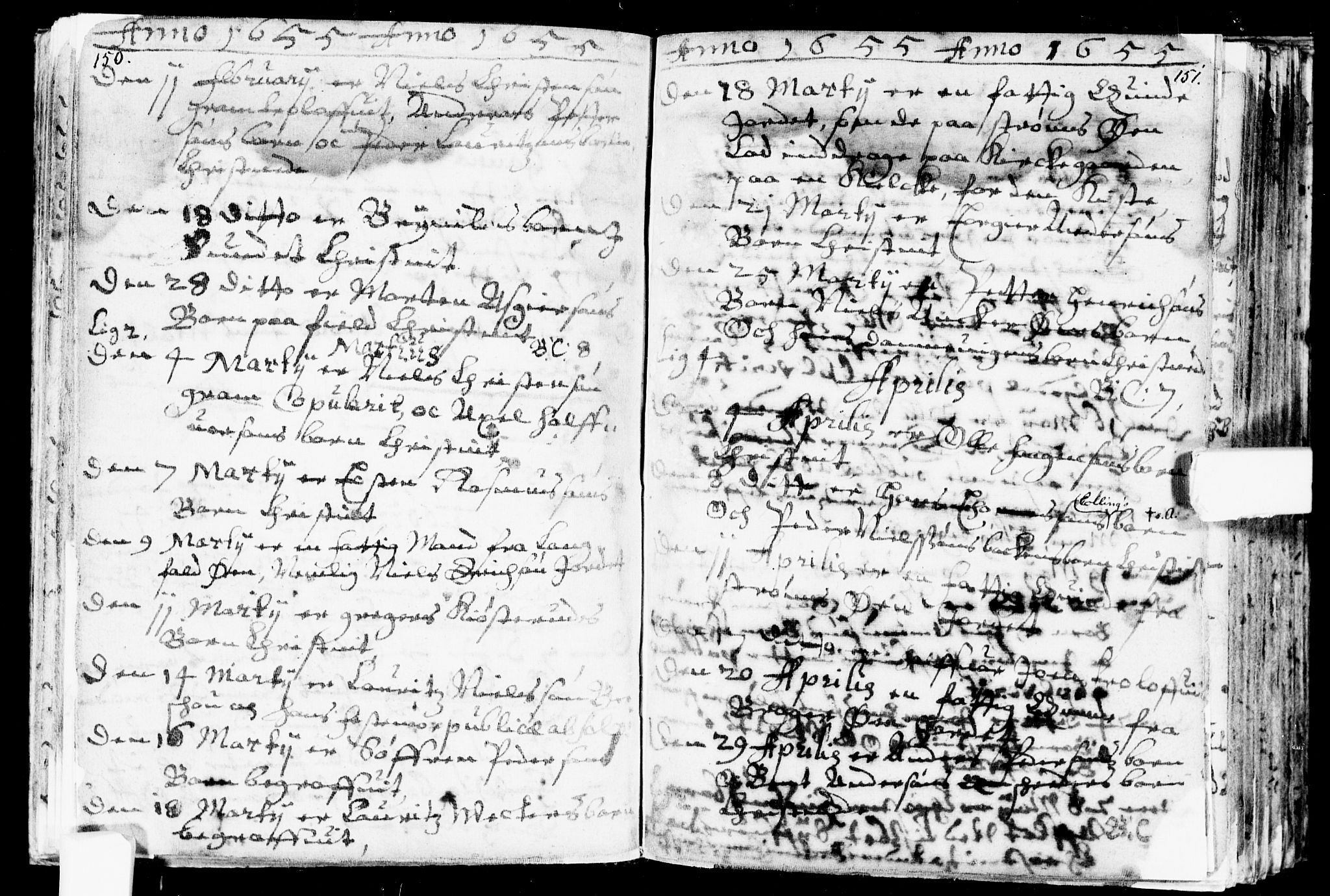 Bragernes kirkebøker, AV/SAKO-A-6/F/Fa/L0001: Parish register (official) no. I 1, 1634-1662, p. 150-151