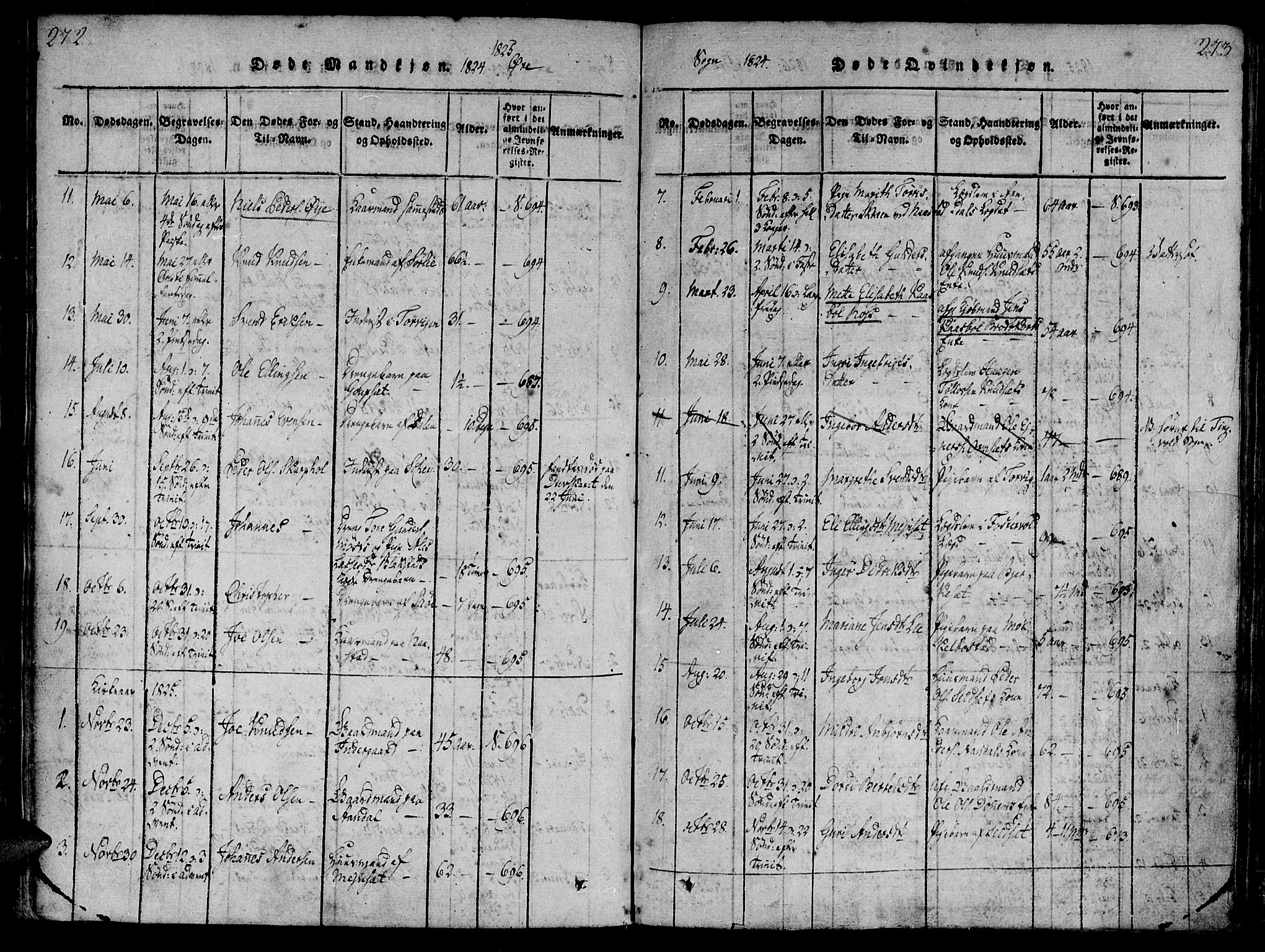 Ministerialprotokoller, klokkerbøker og fødselsregistre - Møre og Romsdal, SAT/A-1454/586/L0982: Parish register (official) no. 586A08, 1819-1829, p. 272-273