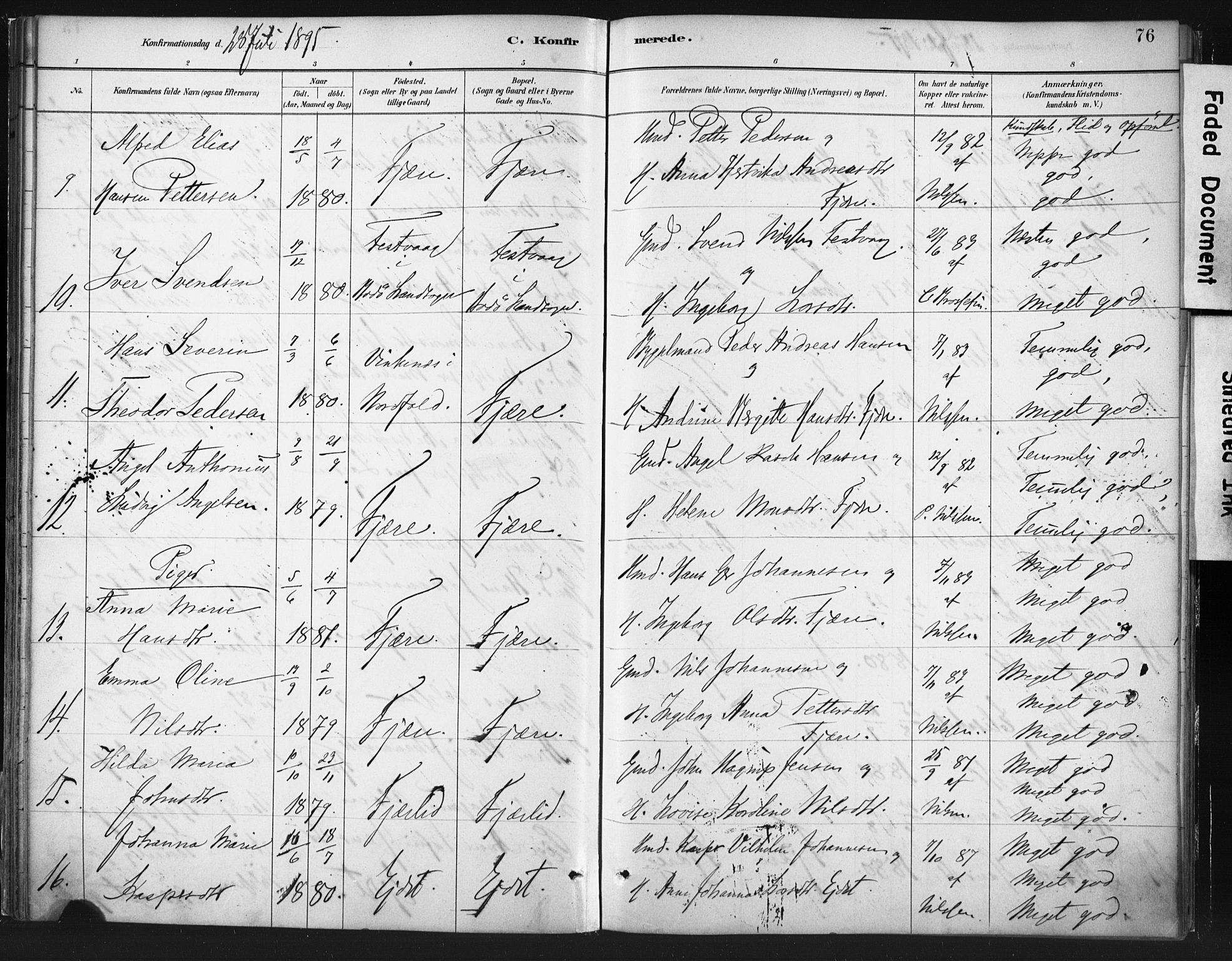 Ministerialprotokoller, klokkerbøker og fødselsregistre - Nordland, AV/SAT-A-1459/803/L0071: Parish register (official) no. 803A01, 1881-1897, p. 76