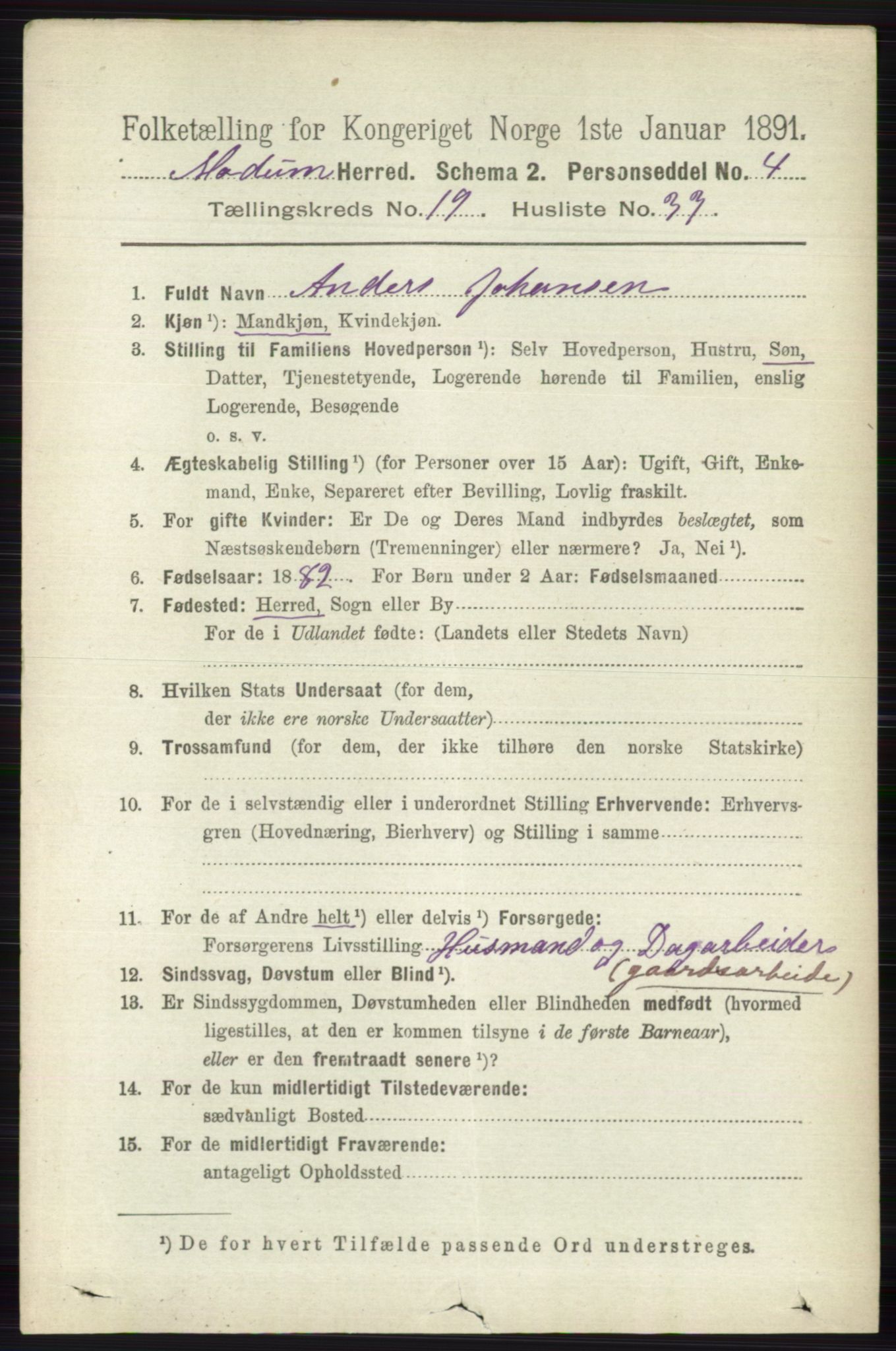 RA, 1891 census for 0623 Modum, 1891, p. 7756