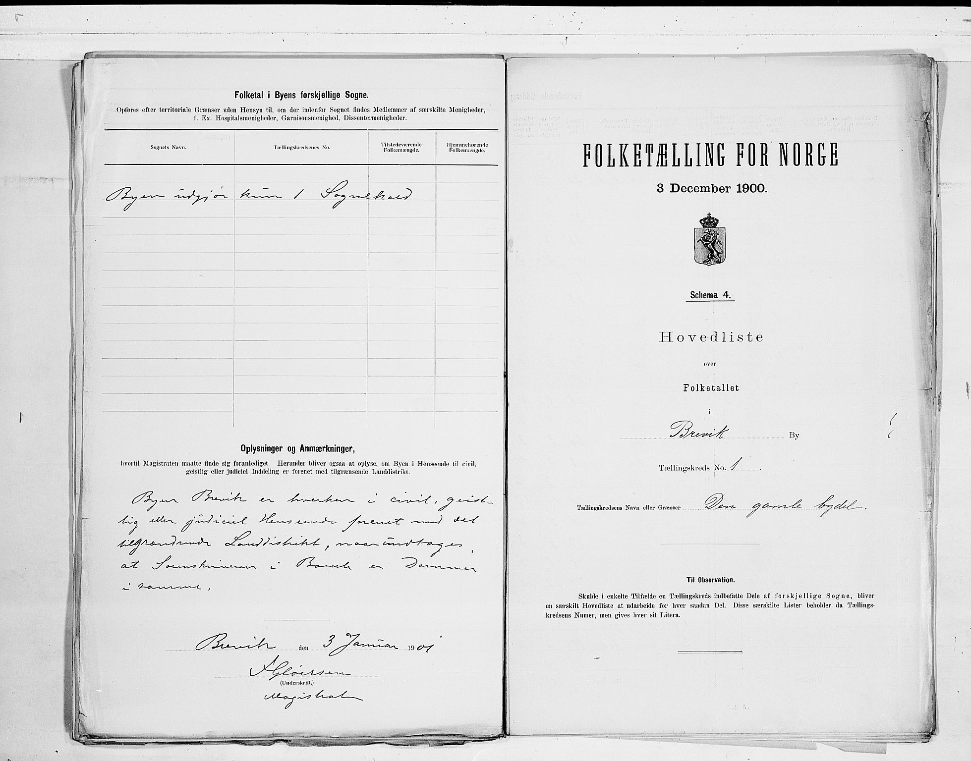 SAKO, 1900 census for Brevik, 1900, p. 4