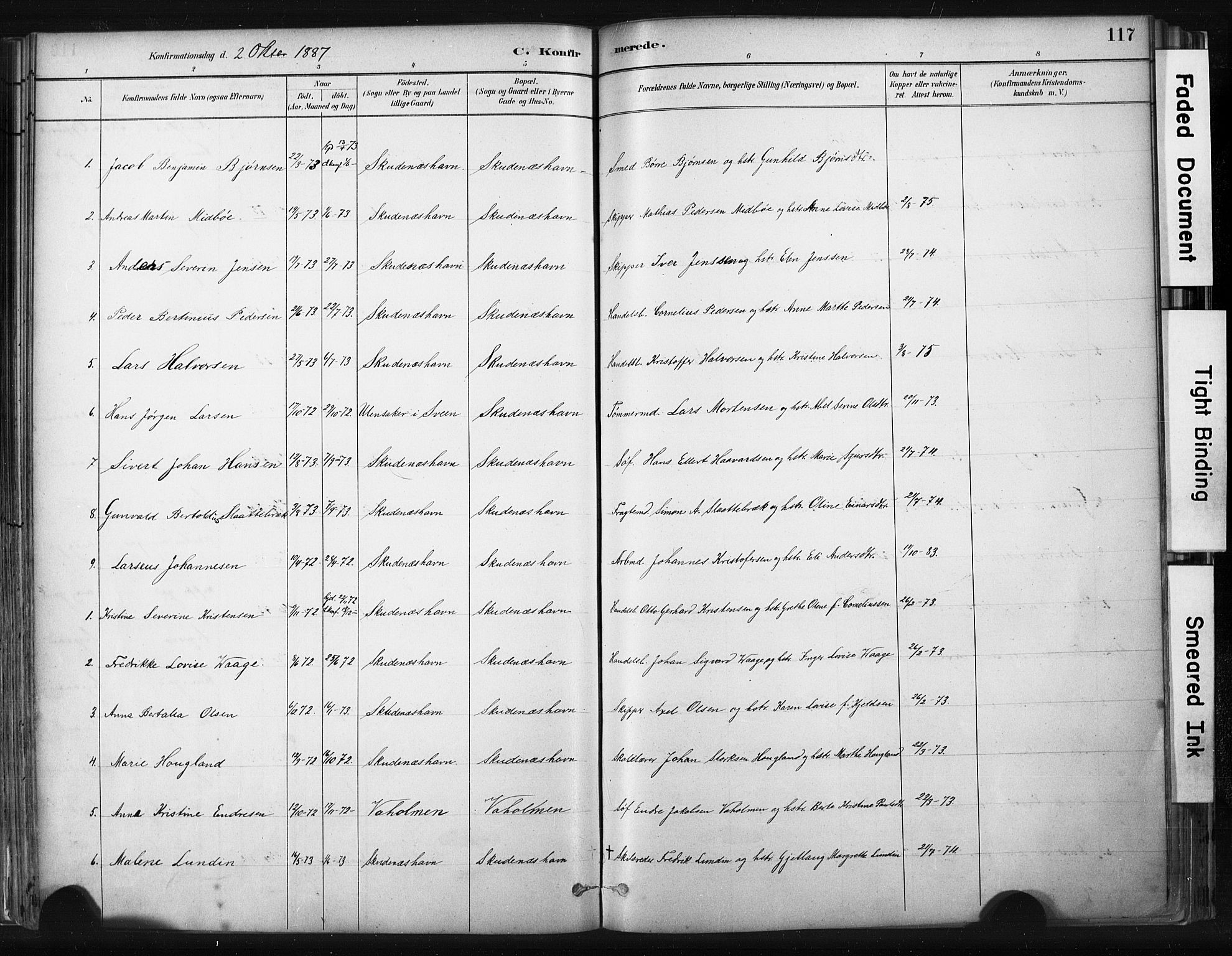 Skudenes sokneprestkontor, AV/SAST-A -101849/H/Ha/Haa/L0008: Parish register (official) no. A 5, 1882-1912, p. 117