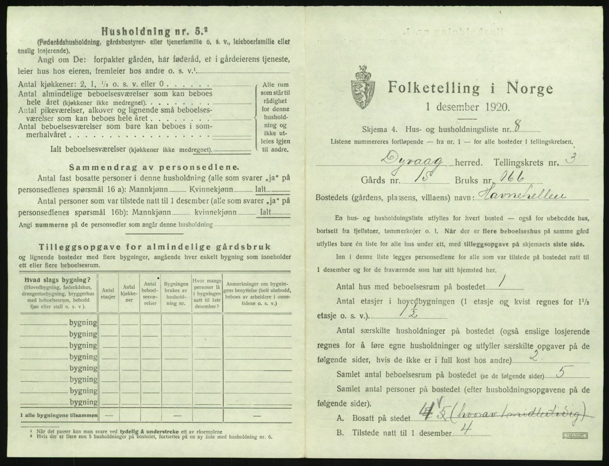 SAK, 1920 census for Dypvåg, 1920, p. 317