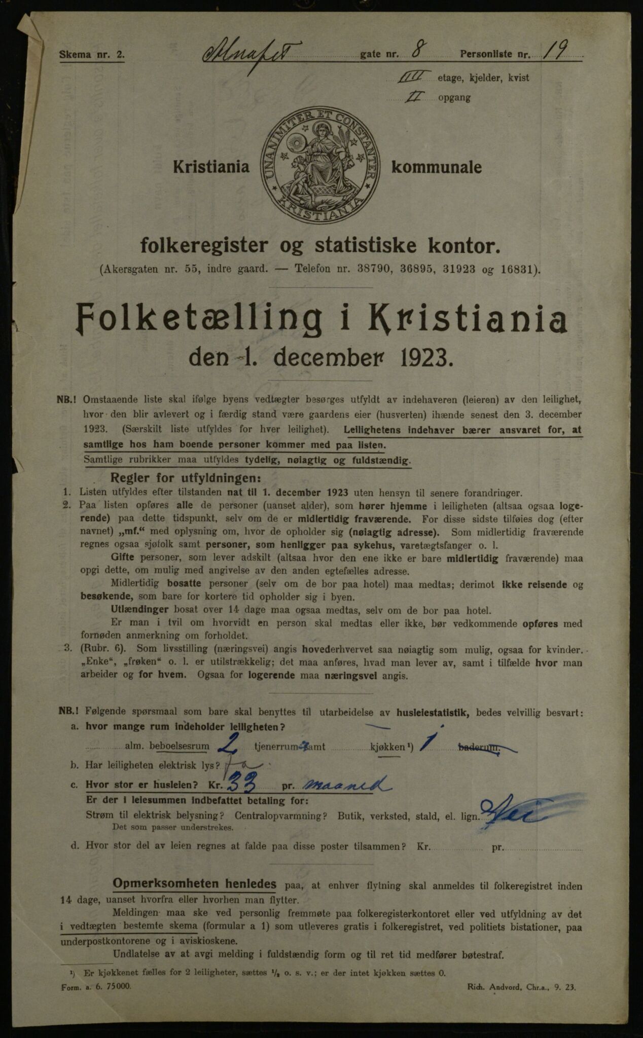 OBA, Municipal Census 1923 for Kristiania, 1923, p. 1411