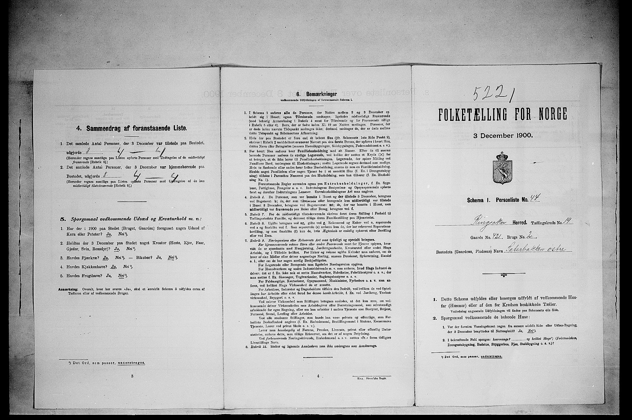 SAH, 1900 census for Ringsaker, 1900, p. 3469