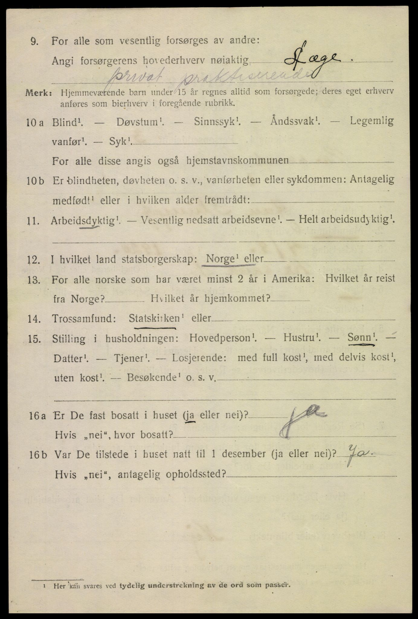 SAK, 1920 census for Kristiansand, 1920, p. 34846