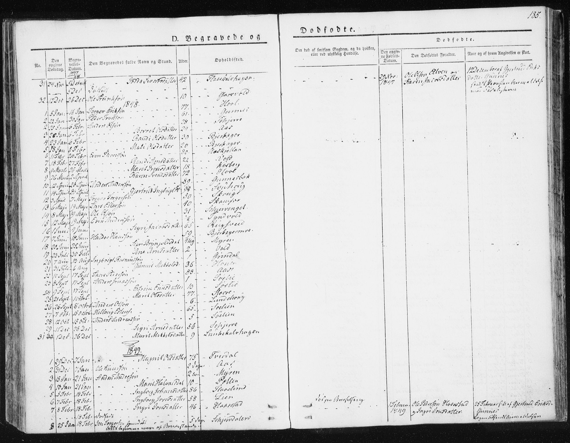 Ministerialprotokoller, klokkerbøker og fødselsregistre - Sør-Trøndelag, SAT/A-1456/674/L0869: Parish register (official) no. 674A01, 1829-1860, p. 185