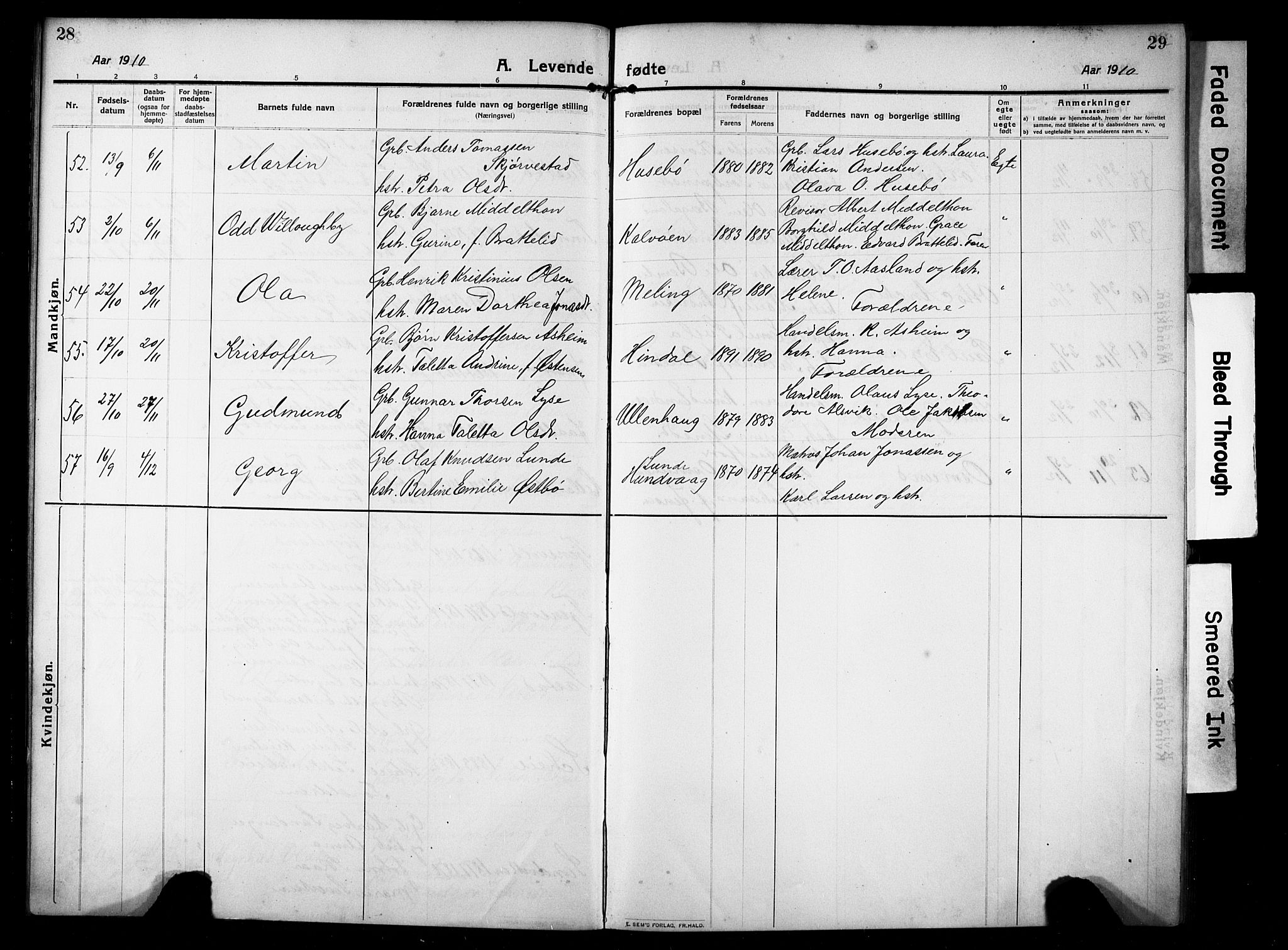 Hetland sokneprestkontor, AV/SAST-A-101826/30/30BB/L0008: Parish register (copy) no. B 8, 1910-1921, p. 28-29