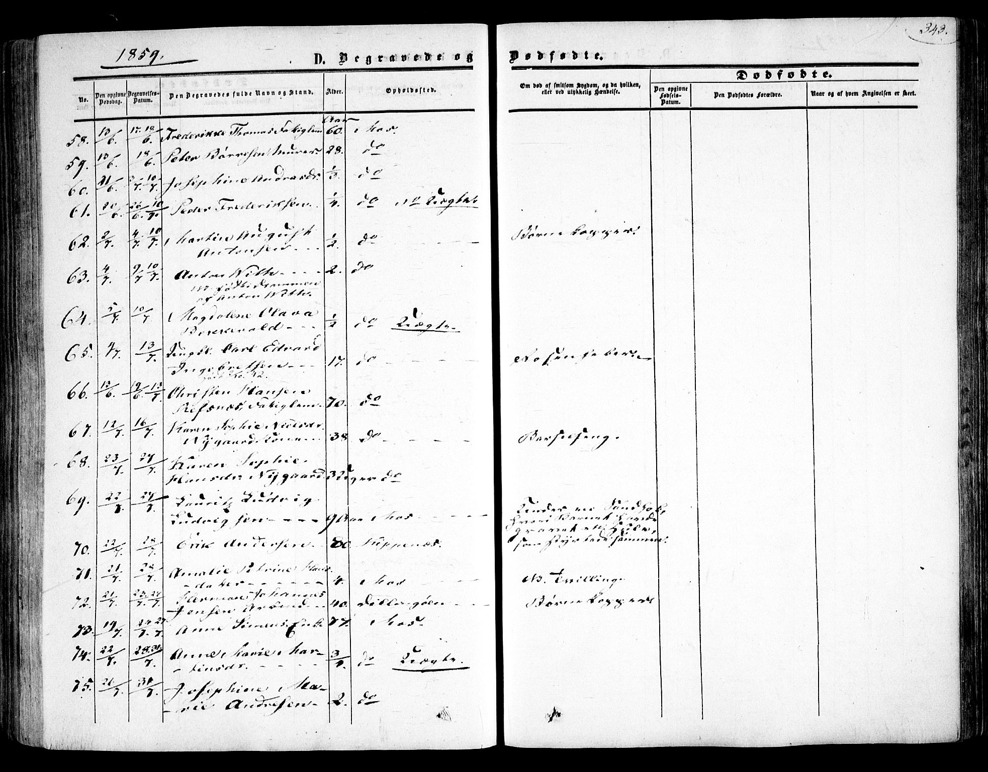 Moss prestekontor Kirkebøker, AV/SAO-A-2003/F/Fa/L0008: Parish register (official) no. I 8, 1852-1869, p. 343