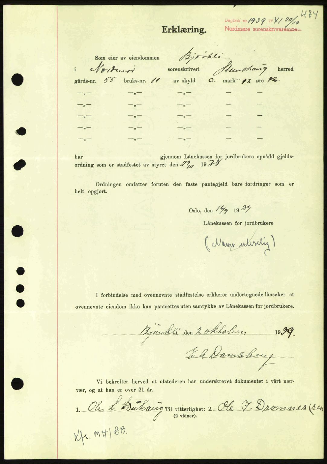 Nordmøre sorenskriveri, AV/SAT-A-4132/1/2/2Ca: Mortgage book no. B88, 1941-1942, Diary no: : 1939/1941