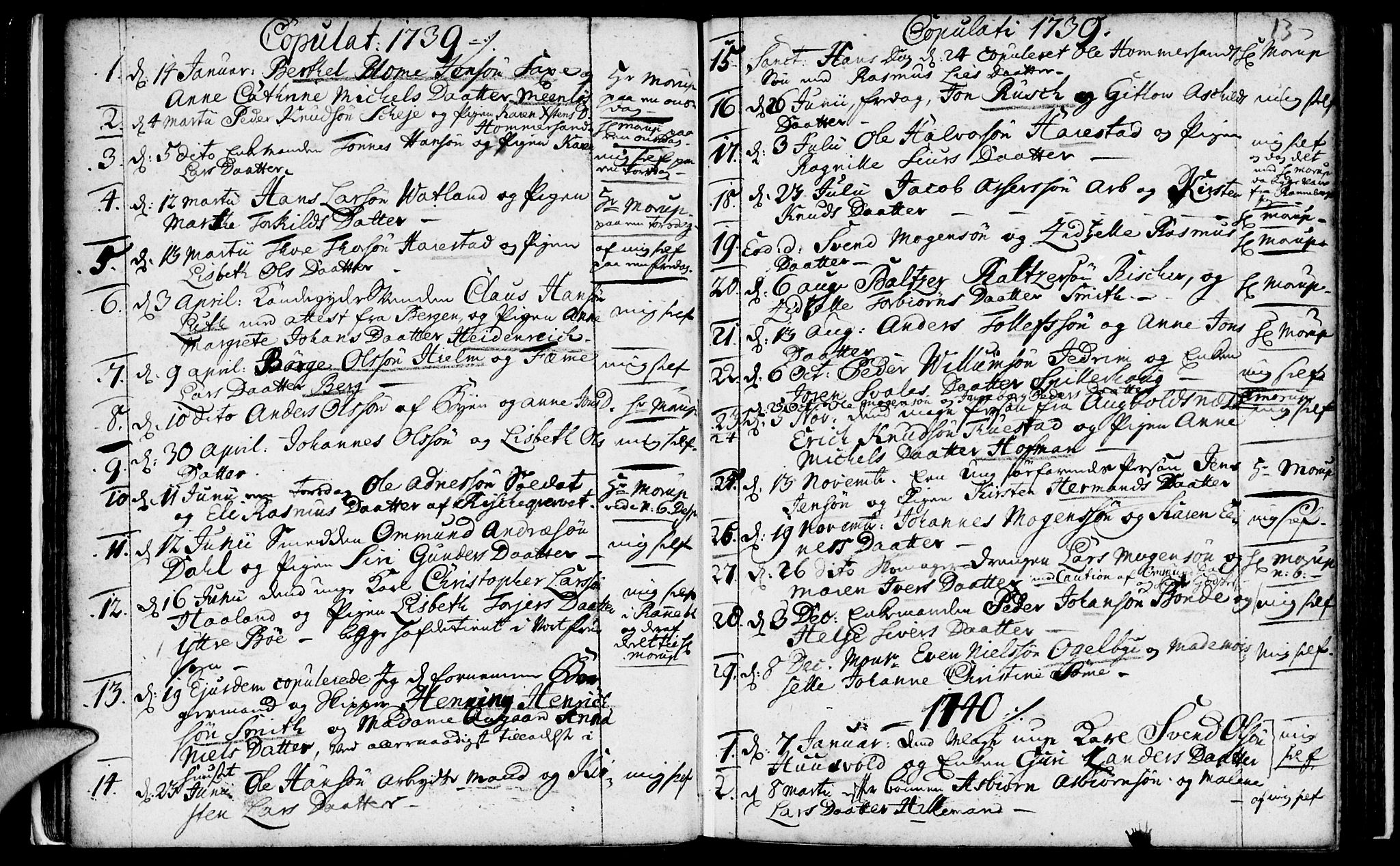 Domkirken sokneprestkontor, SAST/A-101812/001/30/30BA/L0003: Parish register (official) no. A 3 /1, 1738-1760, p. 13