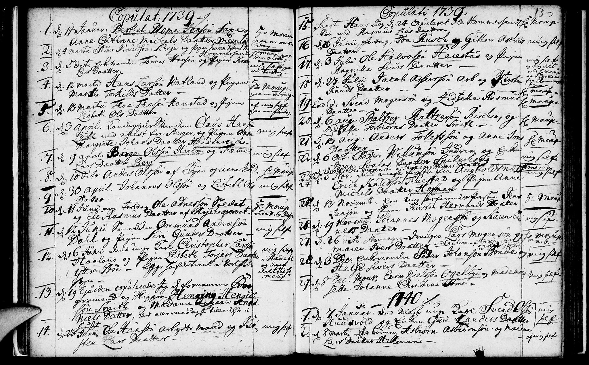 Domkirken sokneprestkontor, AV/SAST-A-101812/001/30/30BA/L0003: Parish register (official) no. A 3 /1, 1738-1760, p. 13