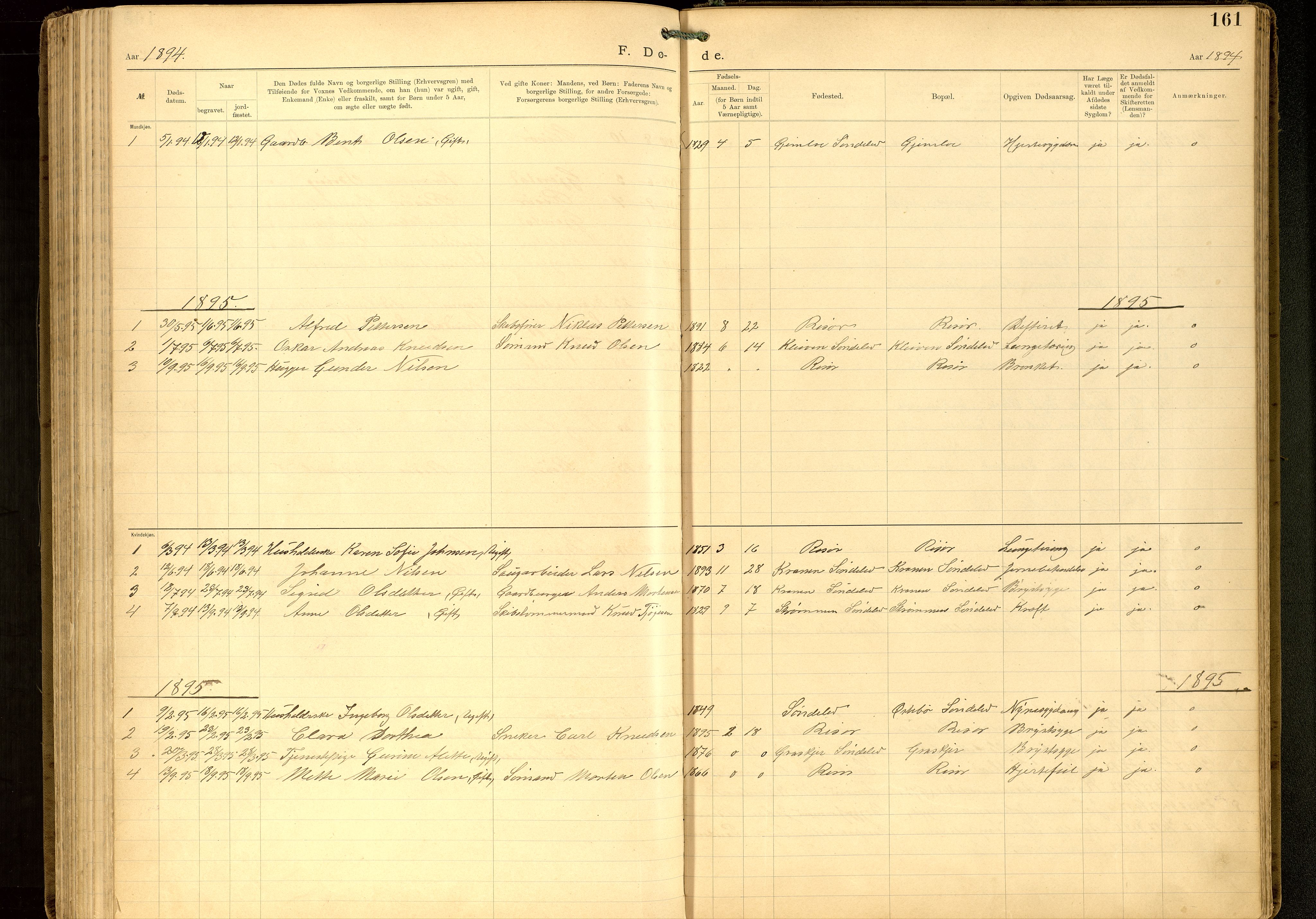 Den evangelisk-lutherske frimenighet, Risør, AV/SAK-1292-0007/F/Fa/L0002: Dissenter register no. F 18, 1892-1954, p. 161