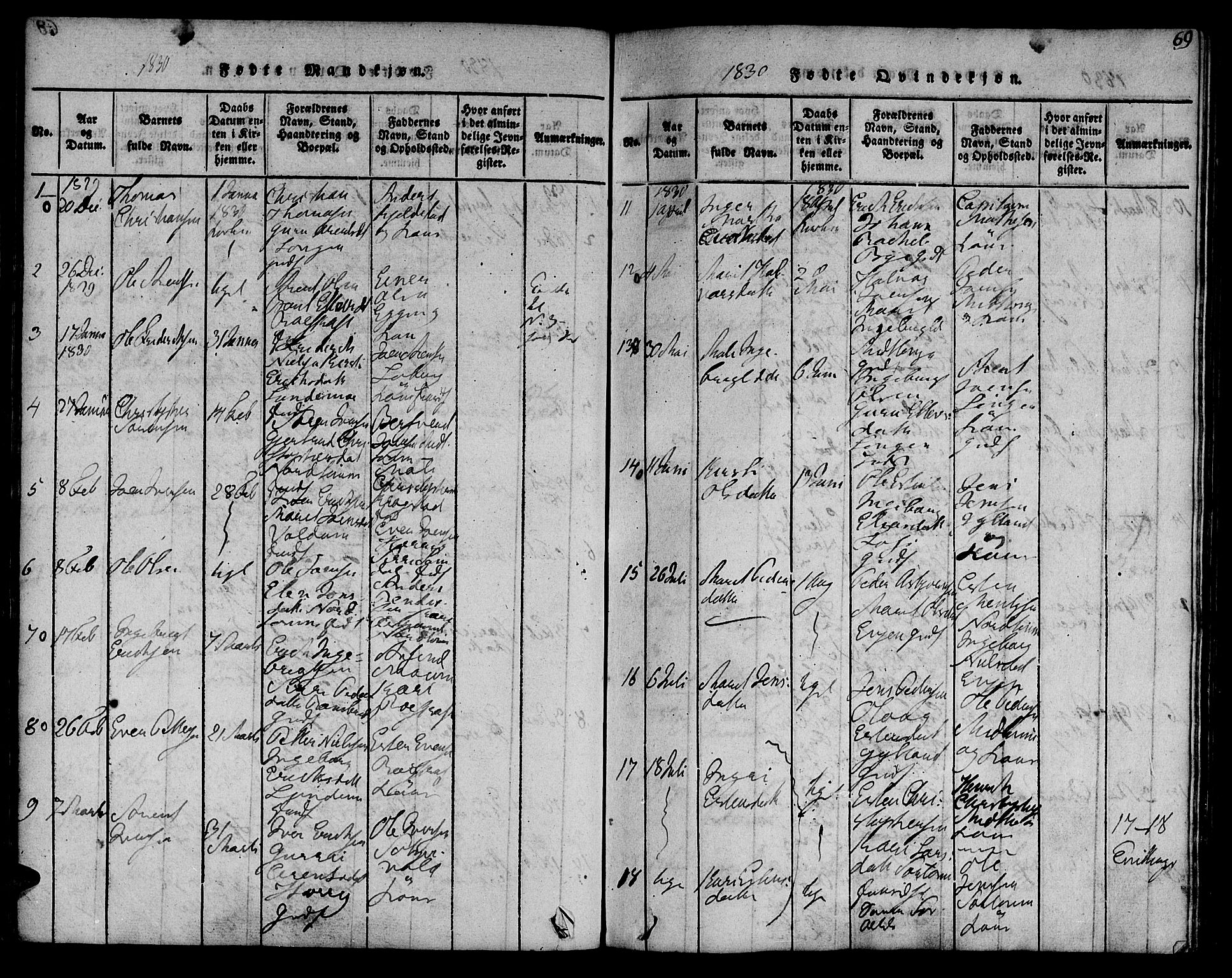 Ministerialprotokoller, klokkerbøker og fødselsregistre - Sør-Trøndelag, SAT/A-1456/692/L1102: Parish register (official) no. 692A02, 1816-1842, p. 69