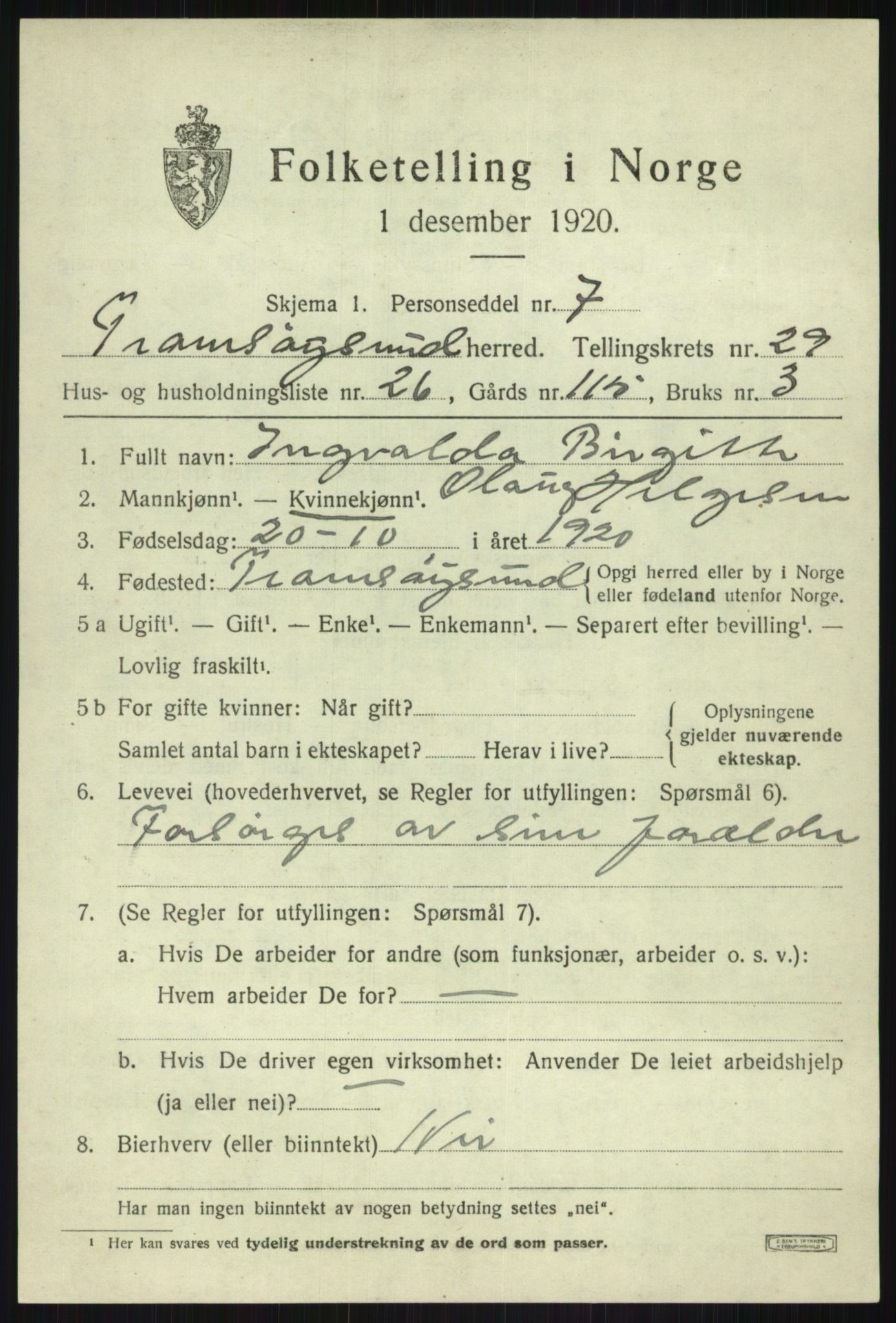 SATØ, 1920 census for Tromsøysund, 1920, p. 13670