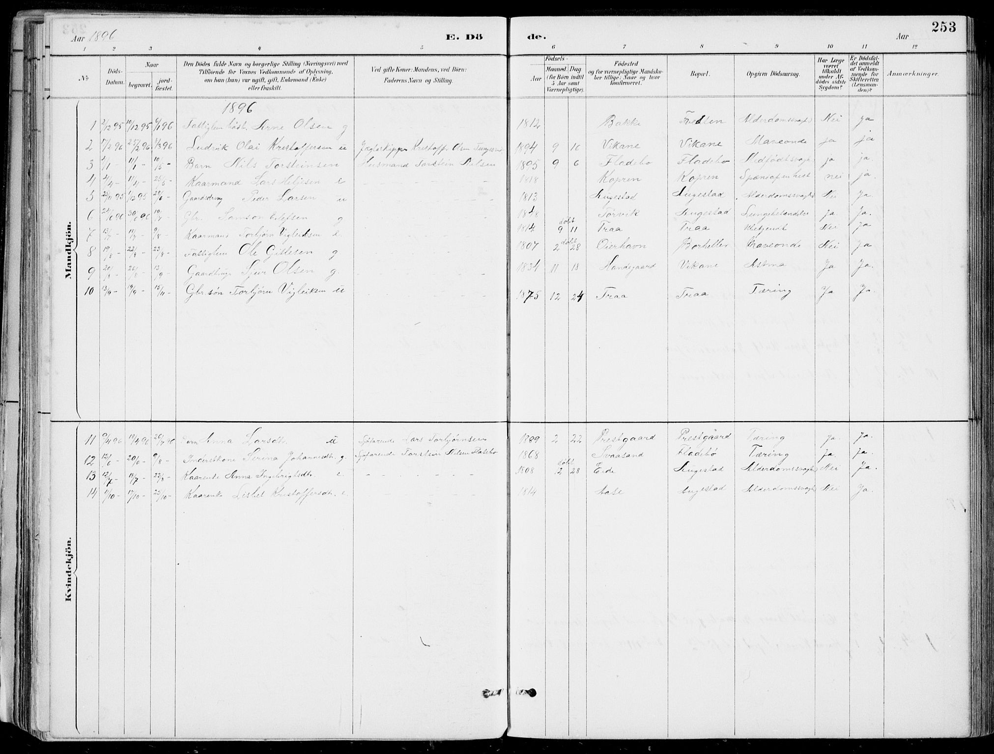 Strandebarm sokneprestembete, SAB/A-78401/H/Haa: Parish register (official) no. E  1, 1886-1908, p. 253