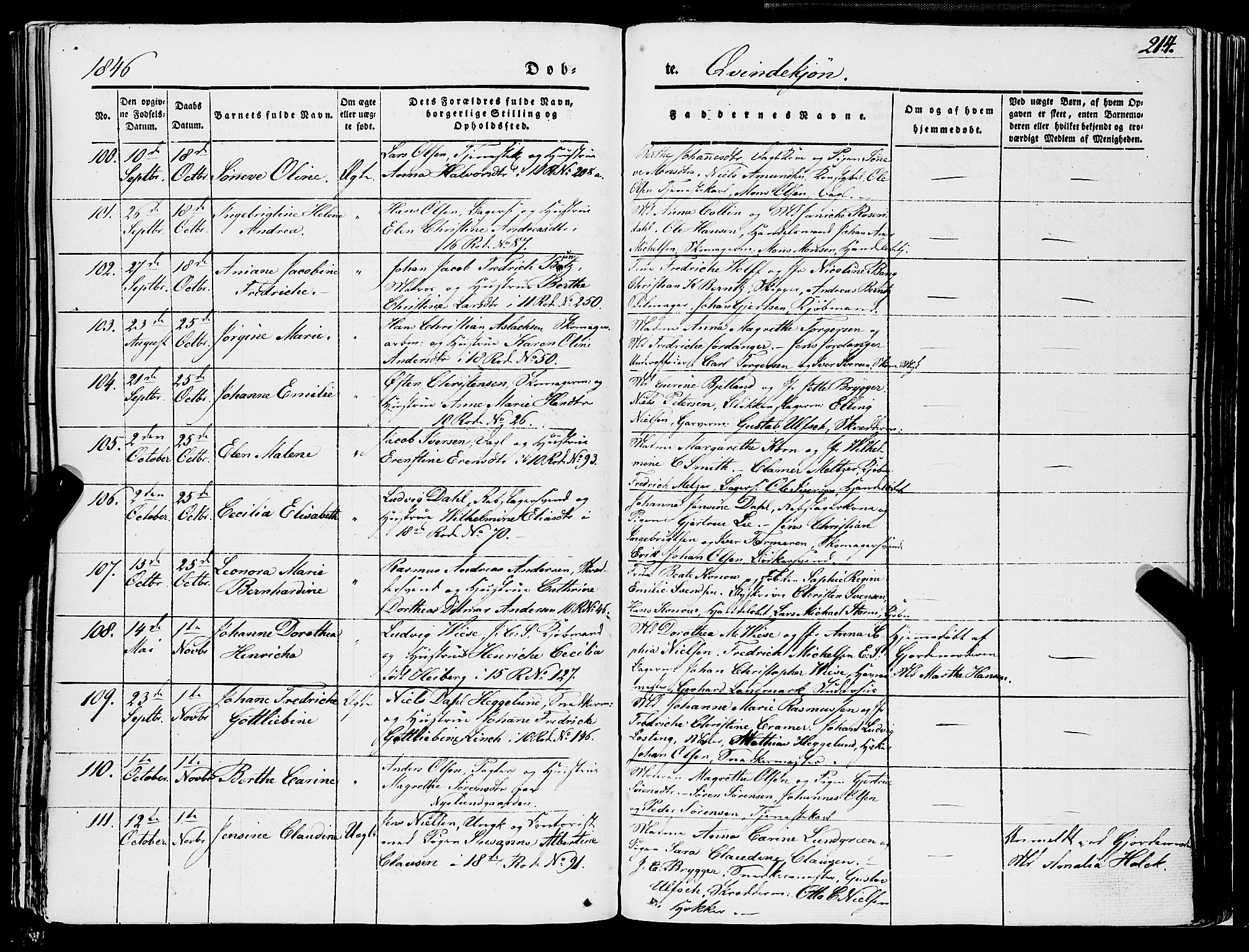 Domkirken sokneprestembete, AV/SAB-A-74801/H/Haa/L0019: Parish register (official) no. B 2, 1841-1851, p. 214