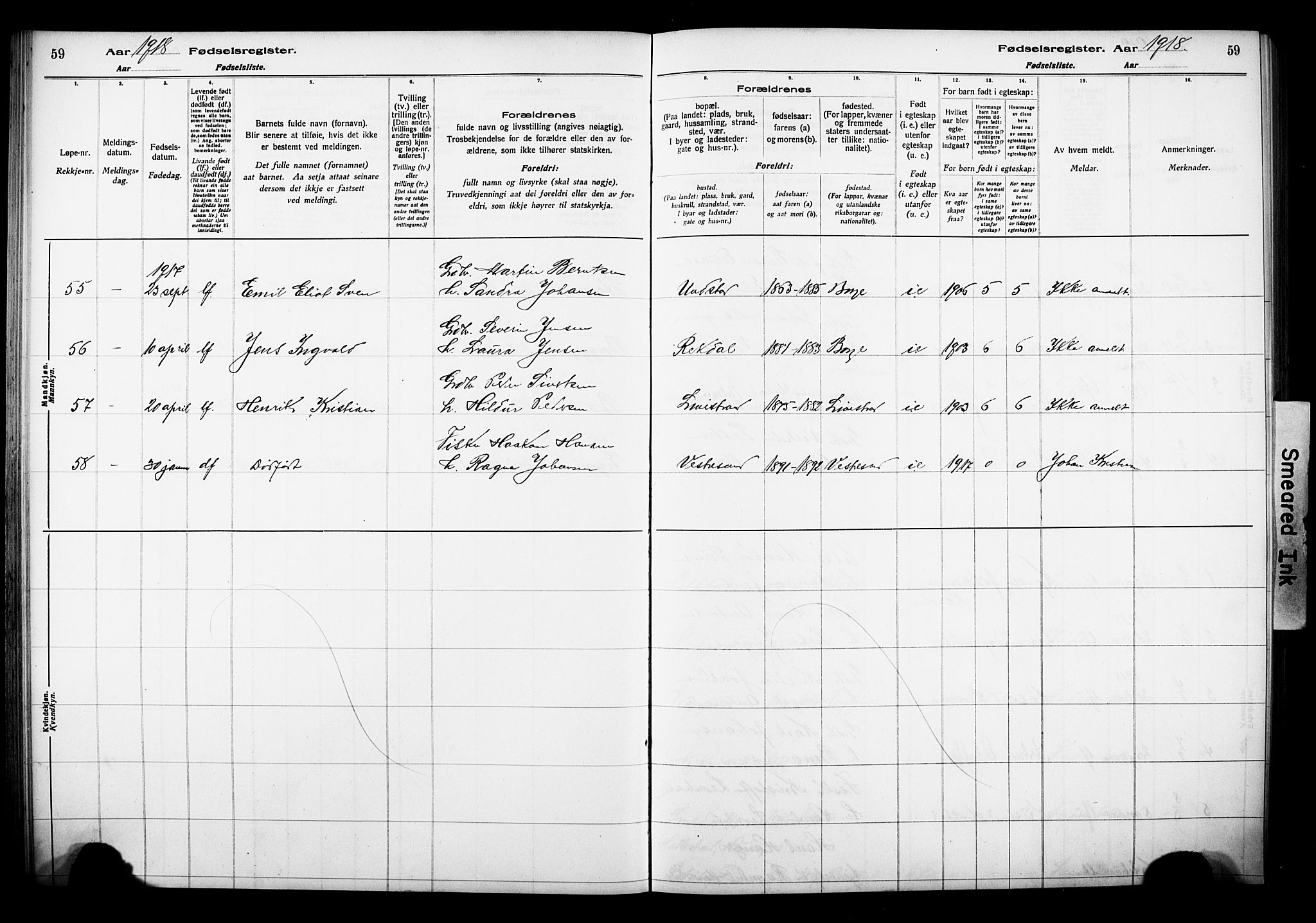 Ministerialprotokoller, klokkerbøker og fødselsregistre - Nordland, AV/SAT-A-1459/880/L1145: Birth register no. 880.II.4.1, 1916-1929, p. 59