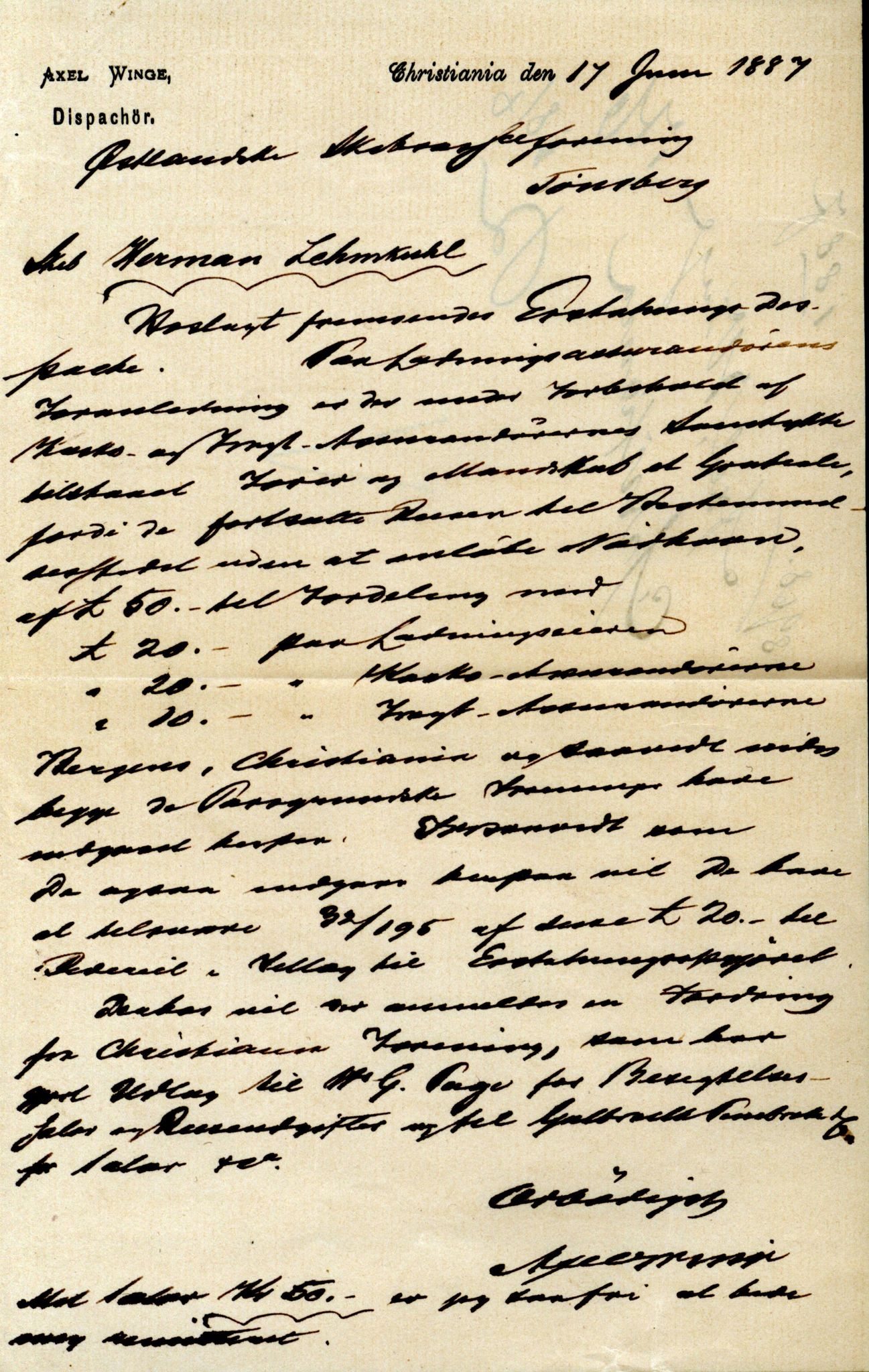 Pa 63 - Østlandske skibsassuranceforening, VEMU/A-1079/G/Ga/L0019/0012: Havaridokumenter / Activ, Ørnen, Hermod, Erato, Herman Lehmkuhl, 1886, p. 37