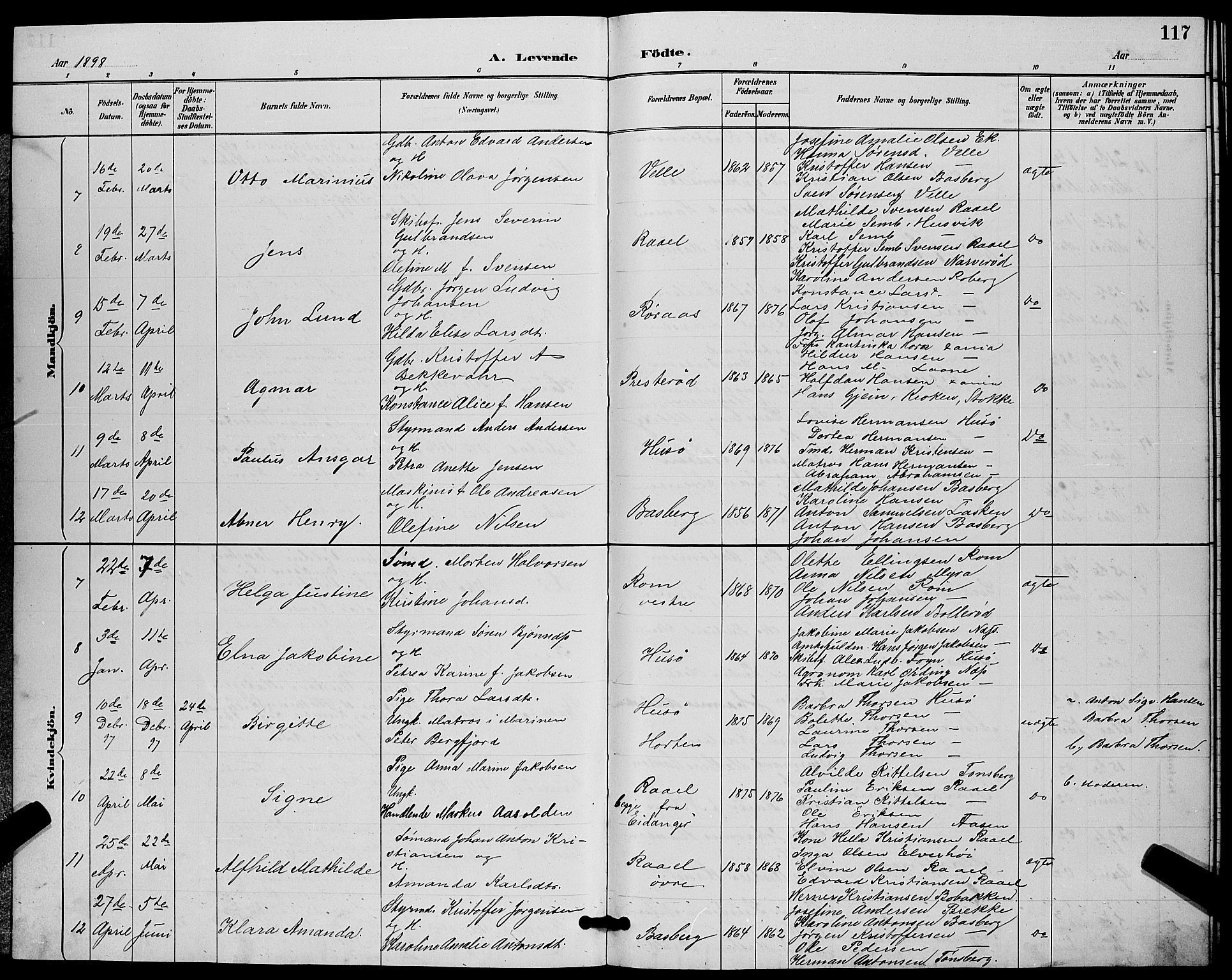 Sem kirkebøker, SAKO/A-5/G/Gb/L0002: Parish register (copy) no. II 2, 1886-1899, p. 117