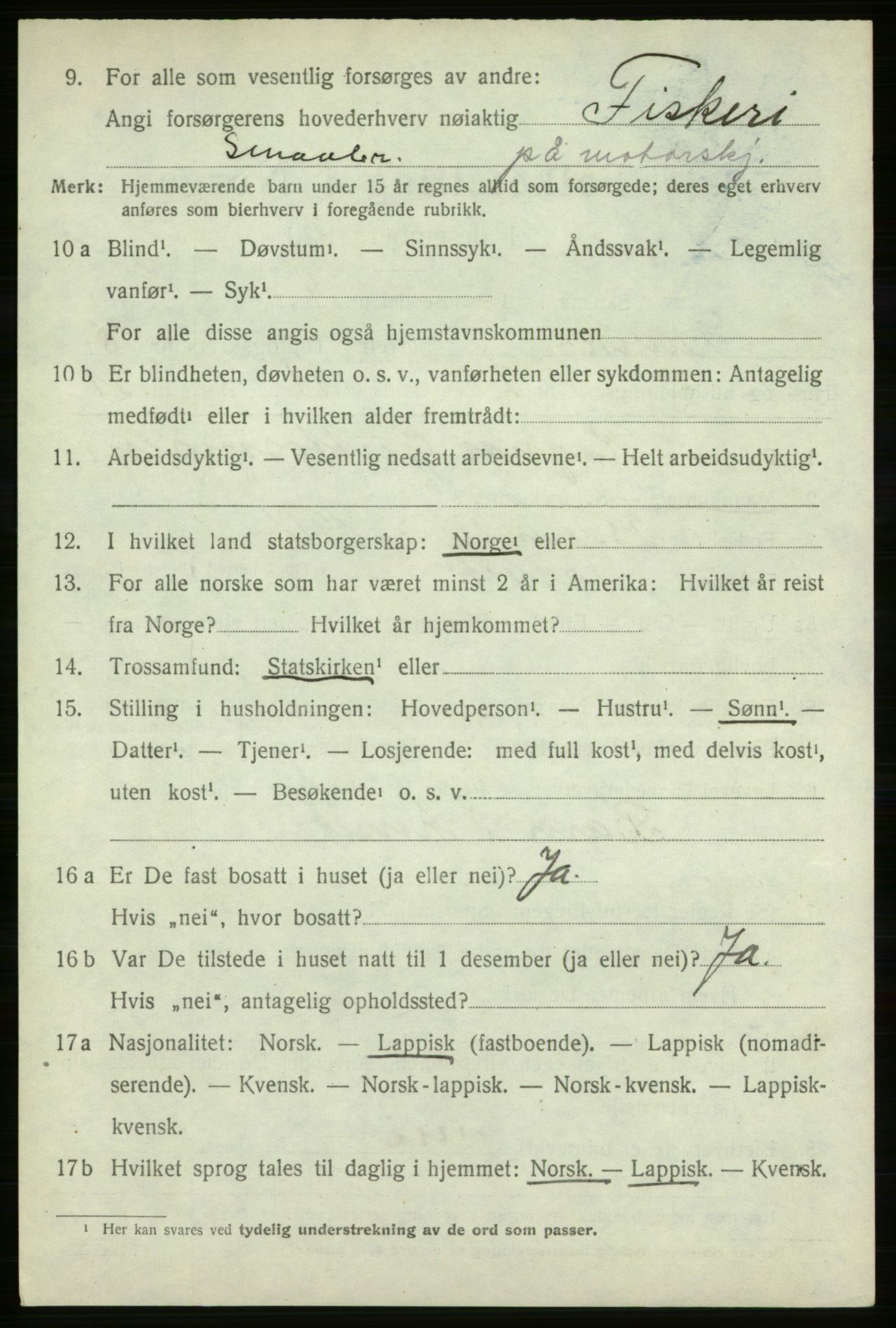 SATØ, 1920 census for Talvik, 1920, p. 4999