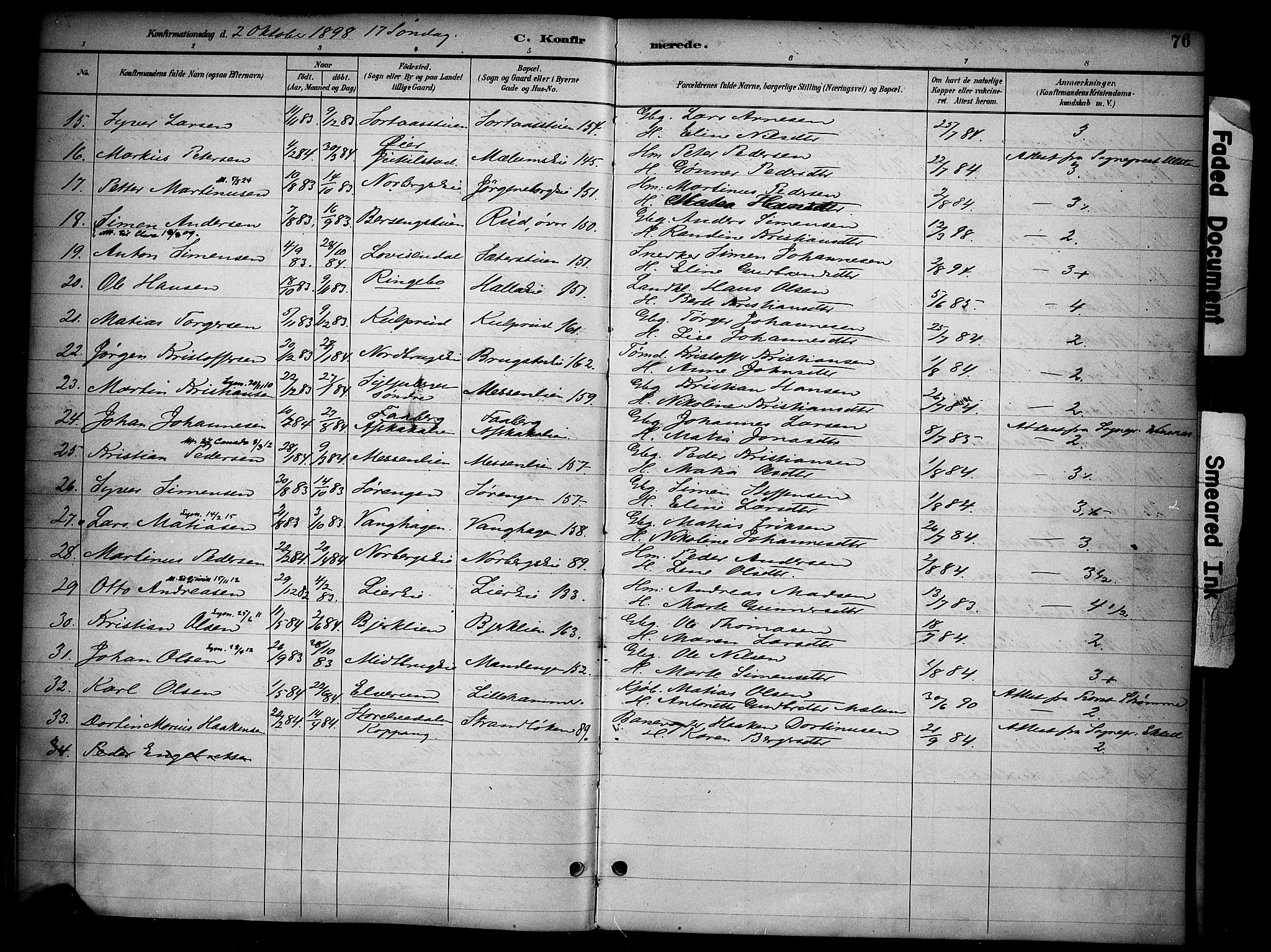 Ringsaker prestekontor, AV/SAH-PREST-014/K/Ka/L0015: Parish register (official) no. 15, 1891-1904, p. 76