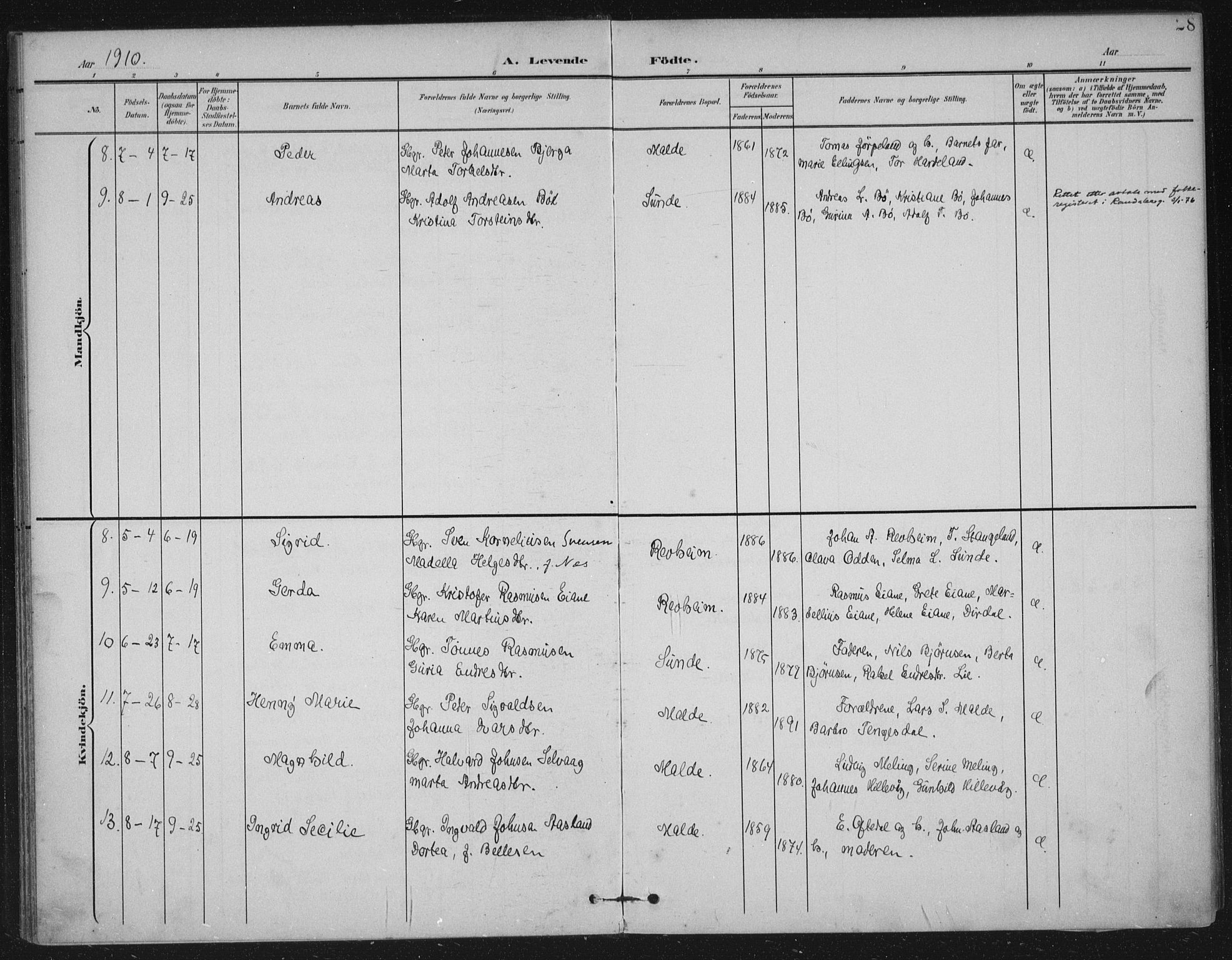 Håland sokneprestkontor, AV/SAST-A-101802/002/B/L0001: Parish register (official) no. A 13, 1901-1923, p. 28