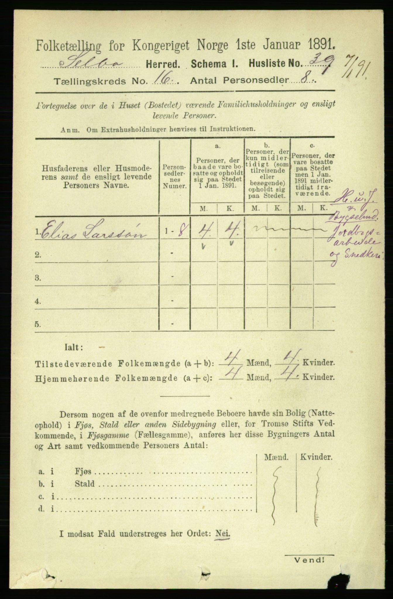 RA, 1891 census for 1664 Selbu, 1891, p. 5725