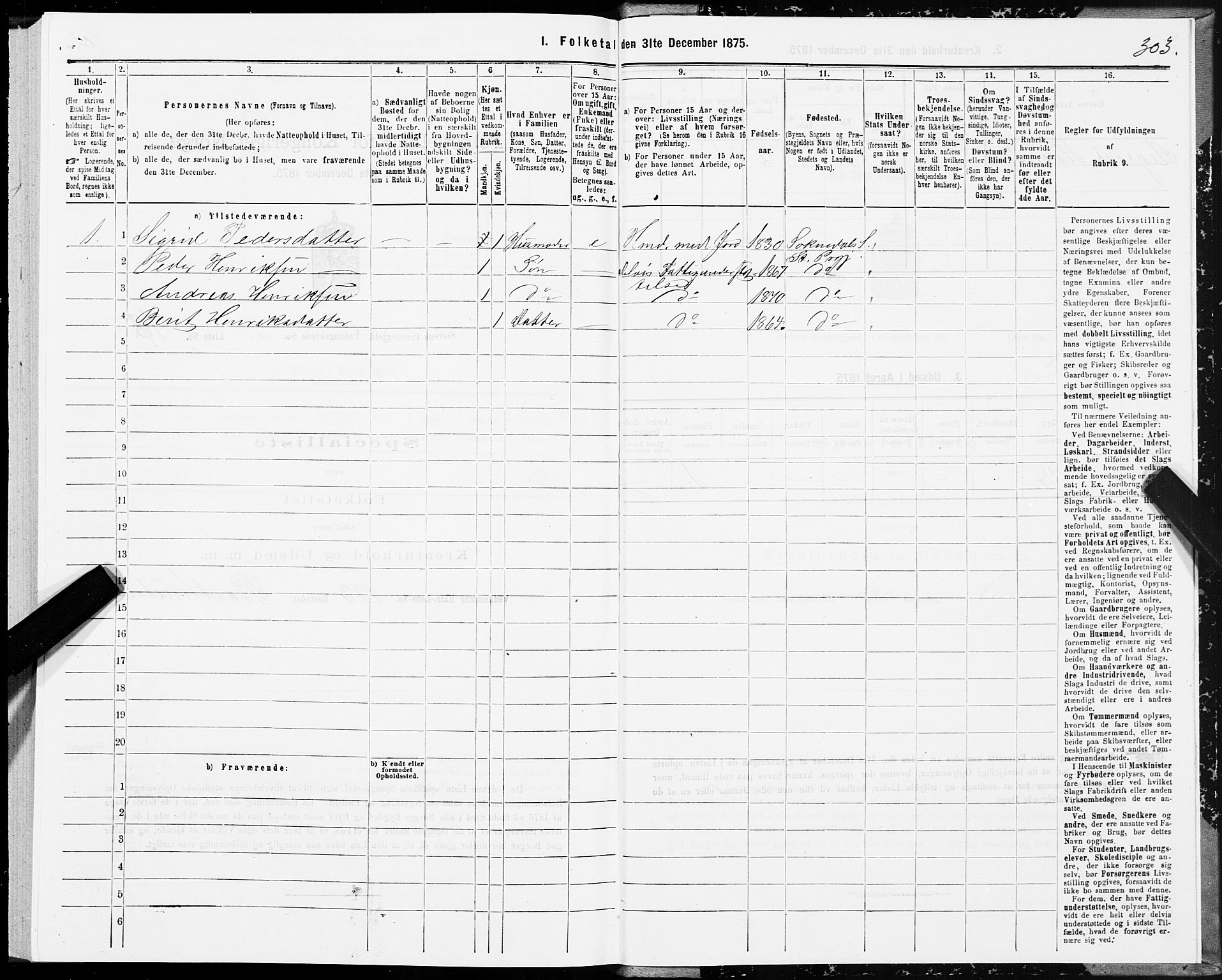 SAT, 1875 census for 1648P Støren, 1875, p. 7303