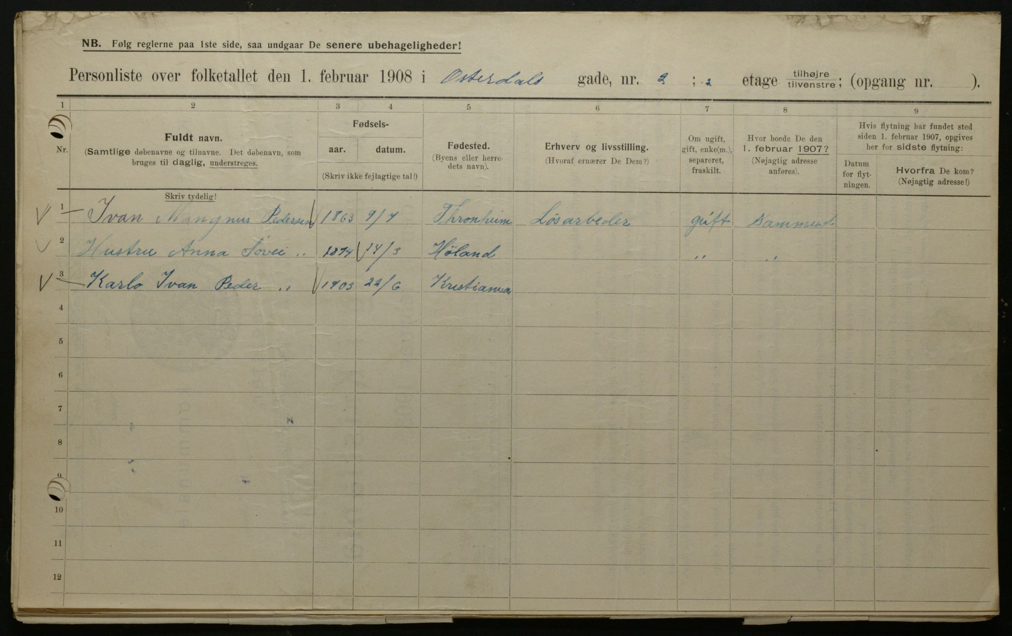 OBA, Municipal Census 1908 for Kristiania, 1908, p. 115762