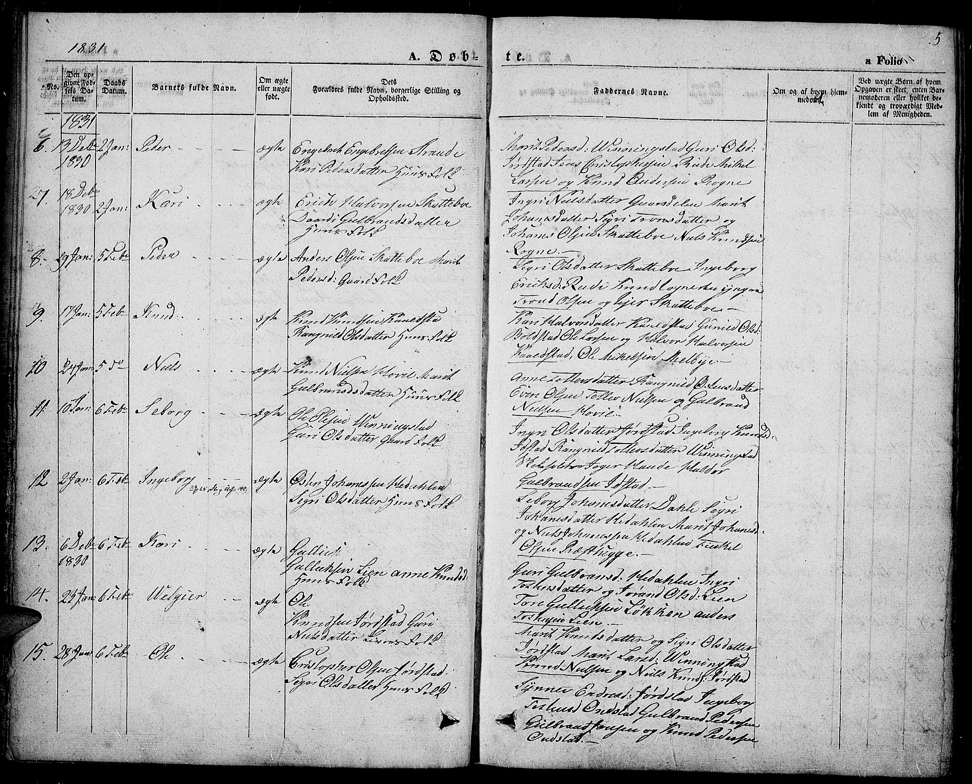 Slidre prestekontor, SAH/PREST-134/H/Ha/Haa/L0004: Parish register (official) no. 4, 1831-1848, p. 5