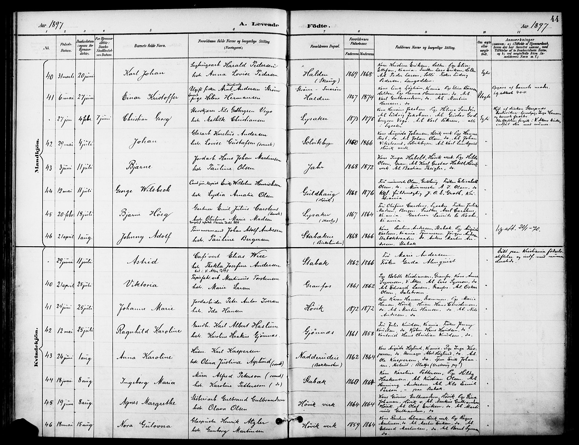 Asker prestekontor Kirkebøker, SAO/A-10256a/F/Fc/L0003: Parish register (official) no. III 3, 1892-1904, p. 44