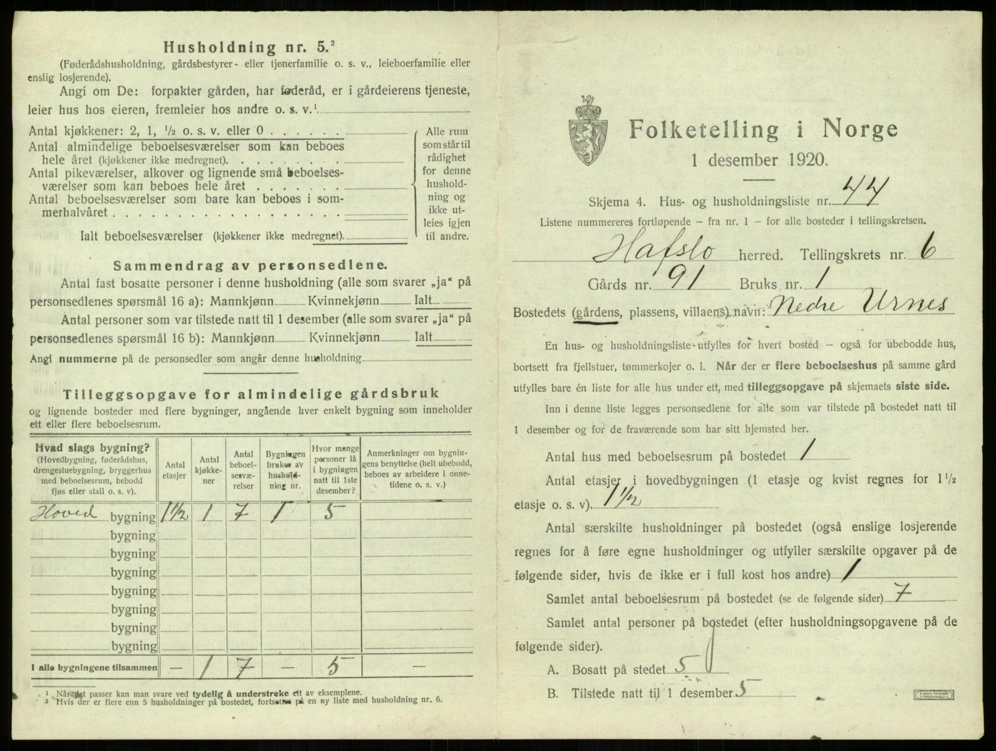 SAB, 1920 census for Hafslo, 1920, p. 763