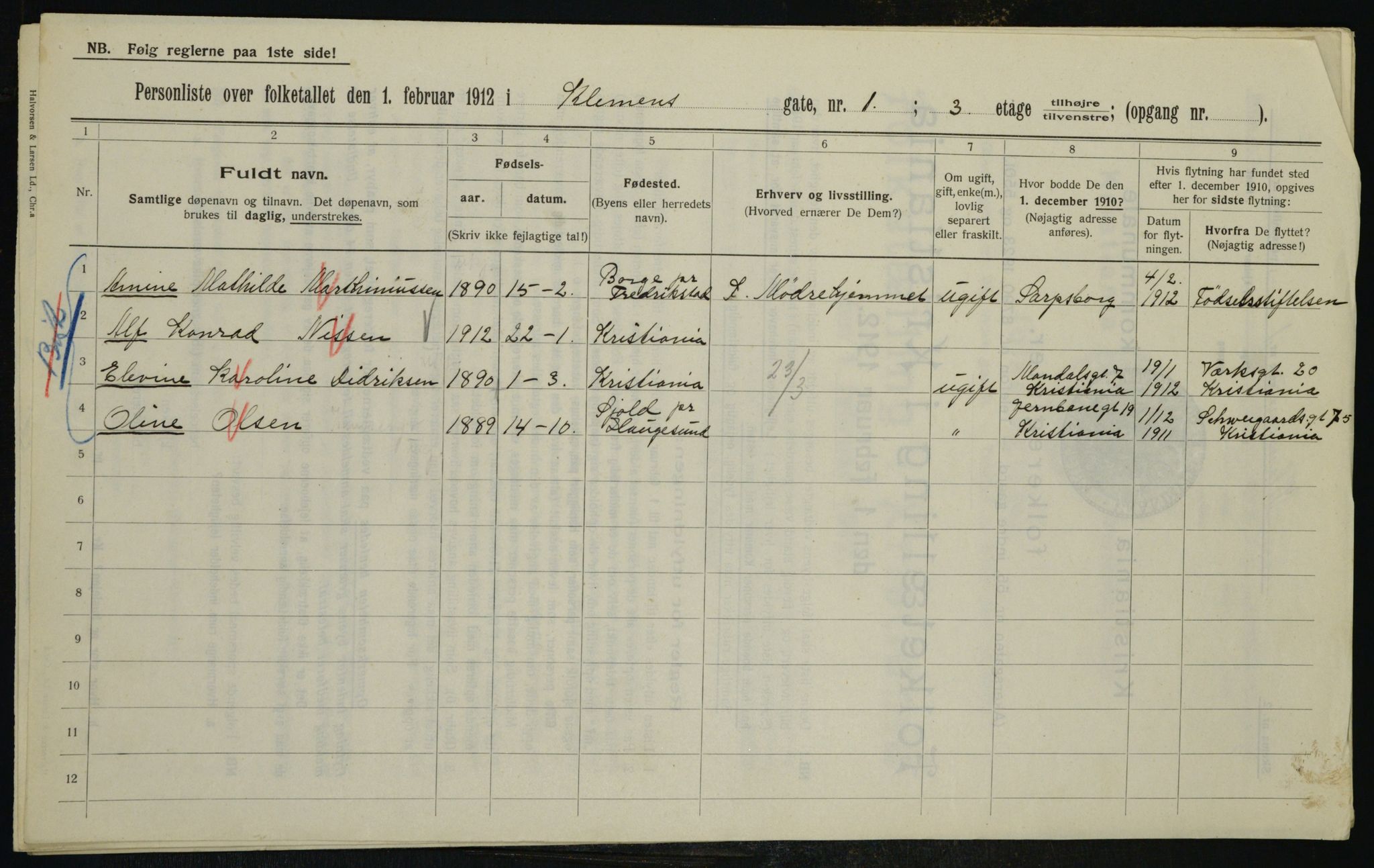 OBA, Municipal Census 1912 for Kristiania, 1912, p. 12675