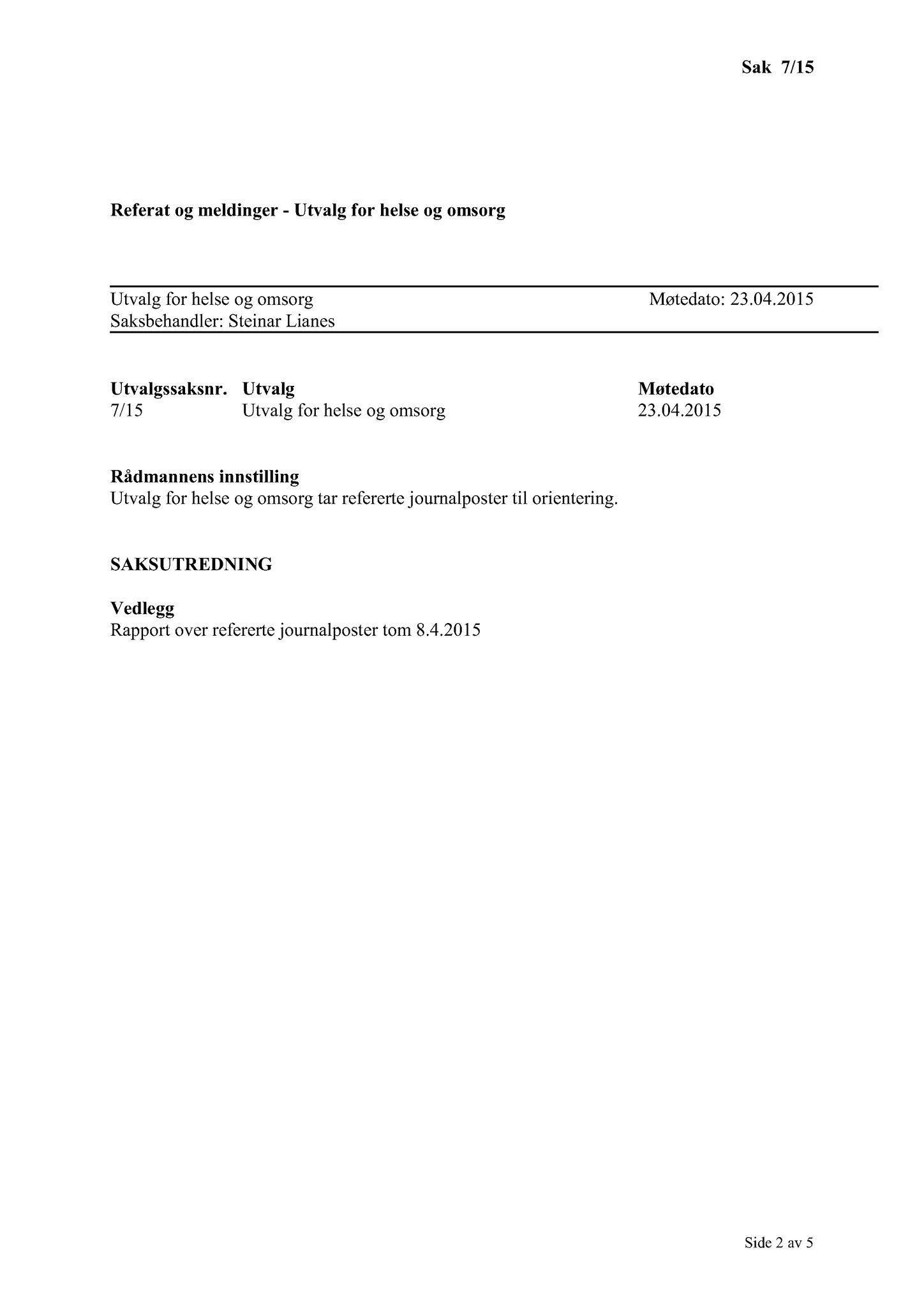 Klæbu Kommune, TRKO/KK/05-UOm/L006: Utvalg for omsorg - Møtedokumenter, 2015, p. 143