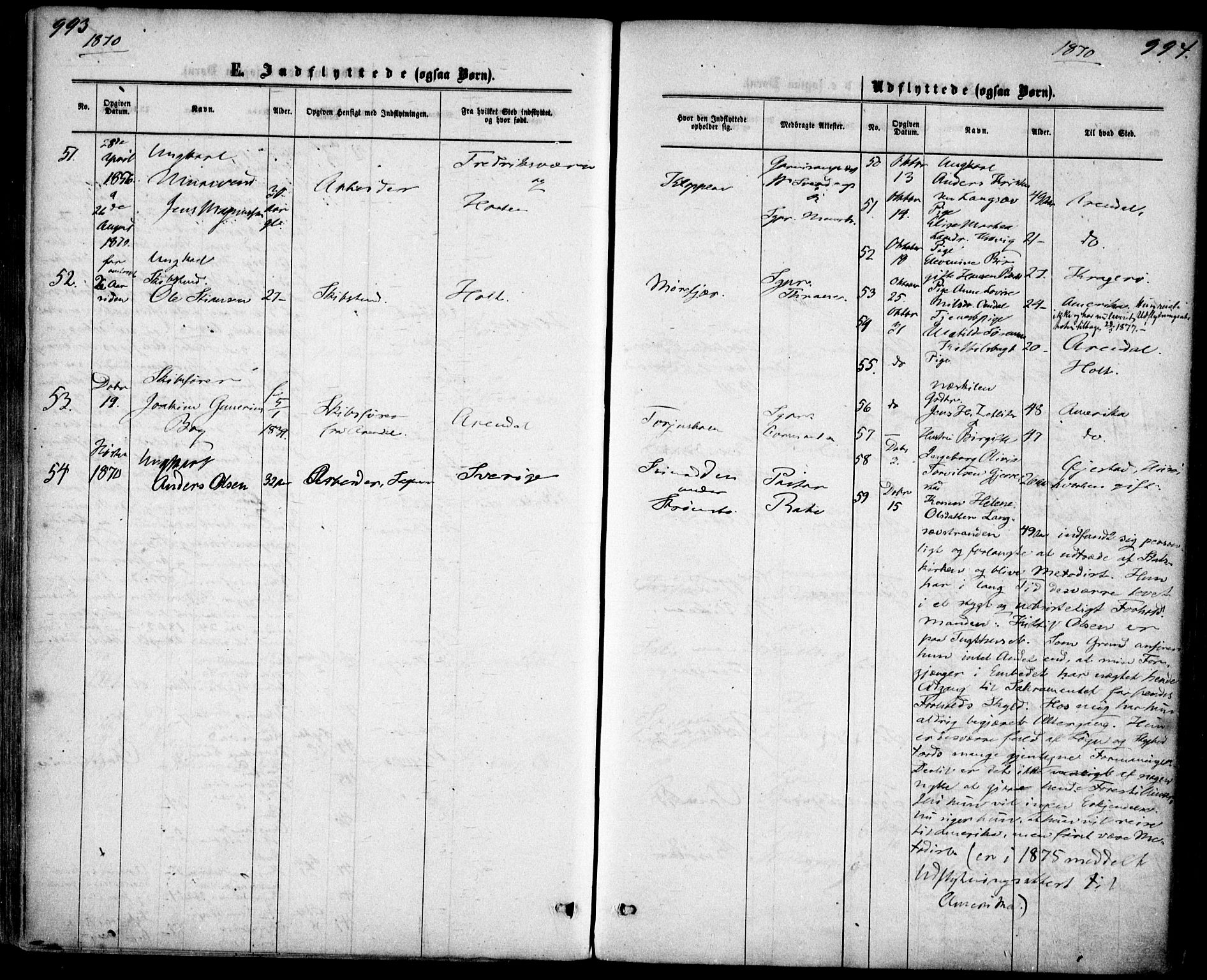 Tromøy sokneprestkontor, AV/SAK-1111-0041/F/Fa/L0008: Parish register (official) no. A 8, 1870-1877, p. 993-994