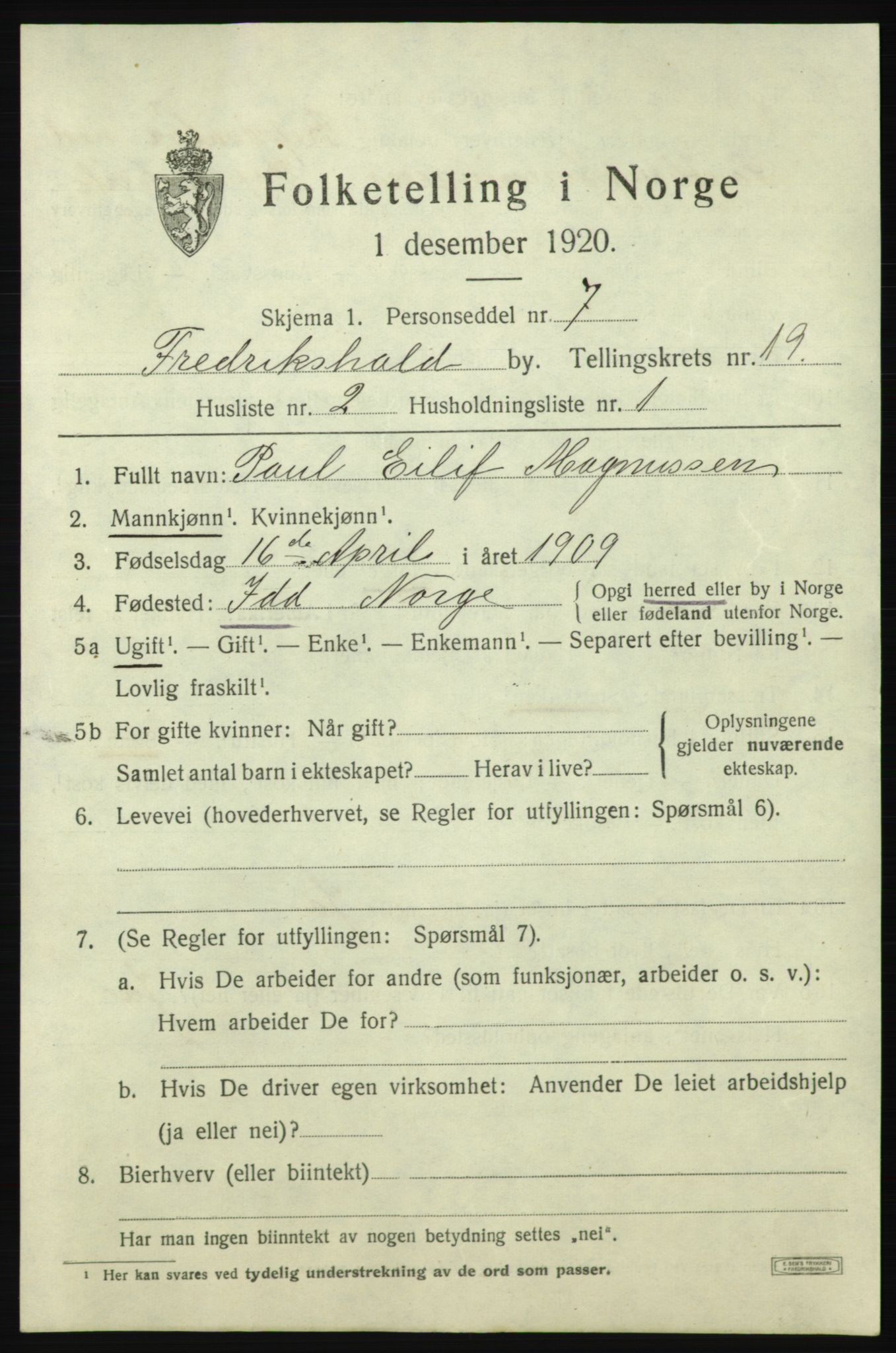 SAO, 1920 census for Fredrikshald, 1920, p. 28098