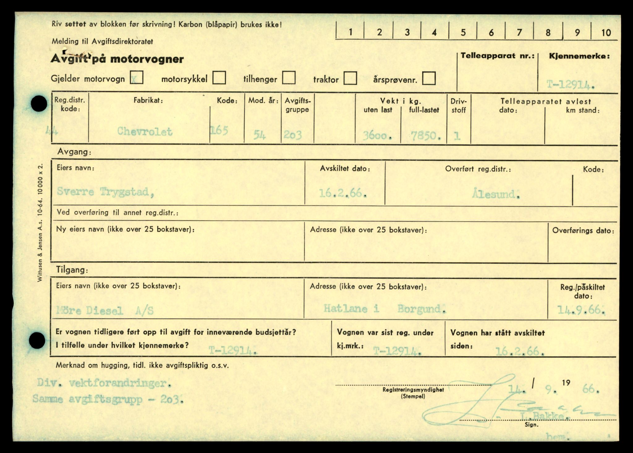 Møre og Romsdal vegkontor - Ålesund trafikkstasjon, SAT/A-4099/F/Fe/L0036: Registreringskort for kjøretøy T 12831 - T 13030, 1927-1998, p. 1393