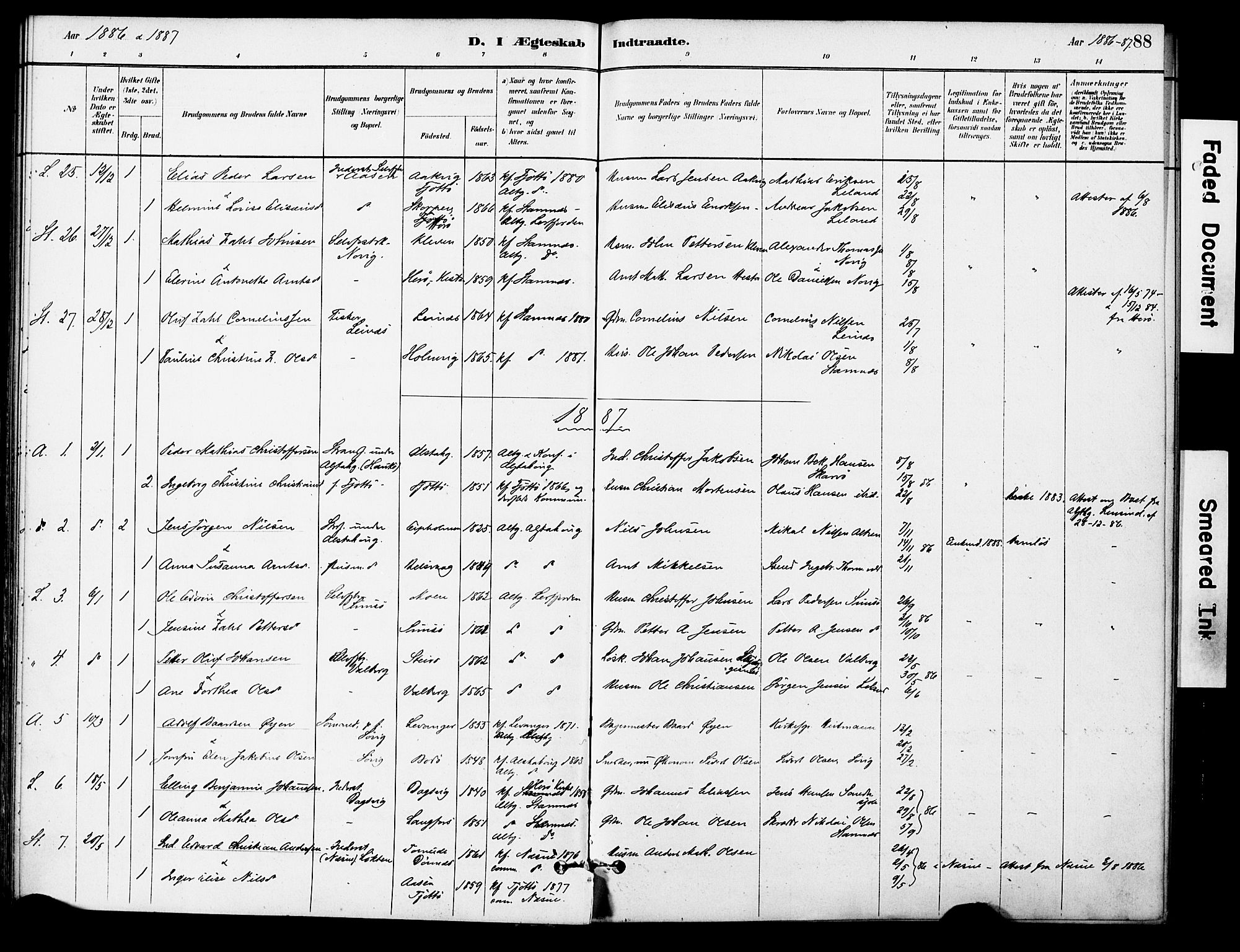 Ministerialprotokoller, klokkerbøker og fødselsregistre - Nordland, AV/SAT-A-1459/830/L0450: Parish register (official) no. 830A14, 1879-1896, p. 88