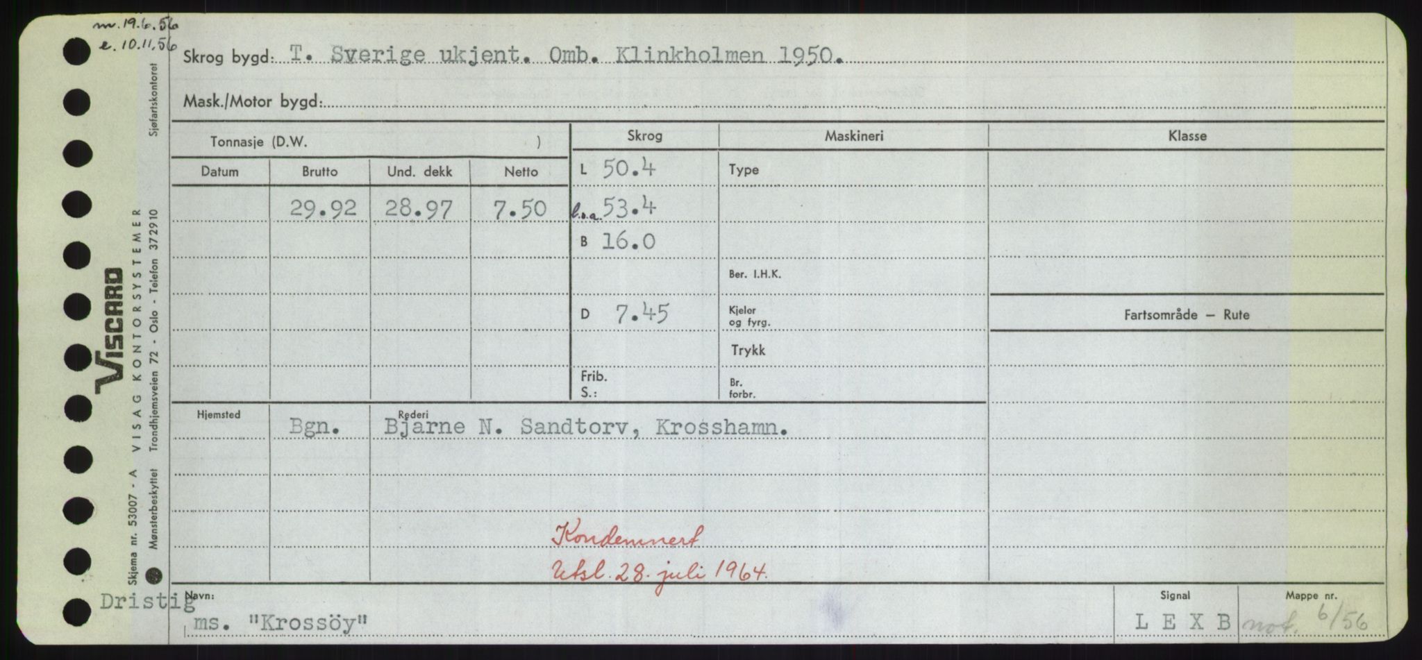 Sjøfartsdirektoratet med forløpere, Skipsmålingen, AV/RA-S-1627/H/Hd/L0021: Fartøy, Kor-Kår, p. 233