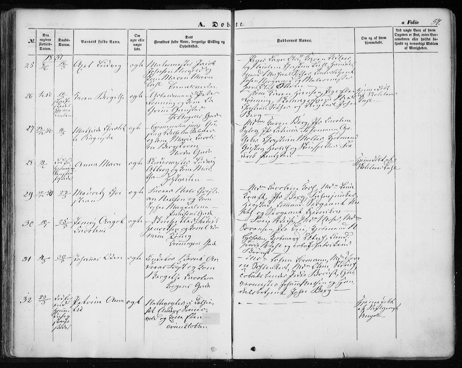 Ministerialprotokoller, klokkerbøker og fødselsregistre - Sør-Trøndelag, SAT/A-1456/601/L0051: Parish register (official) no. 601A19, 1848-1857, p. 57
