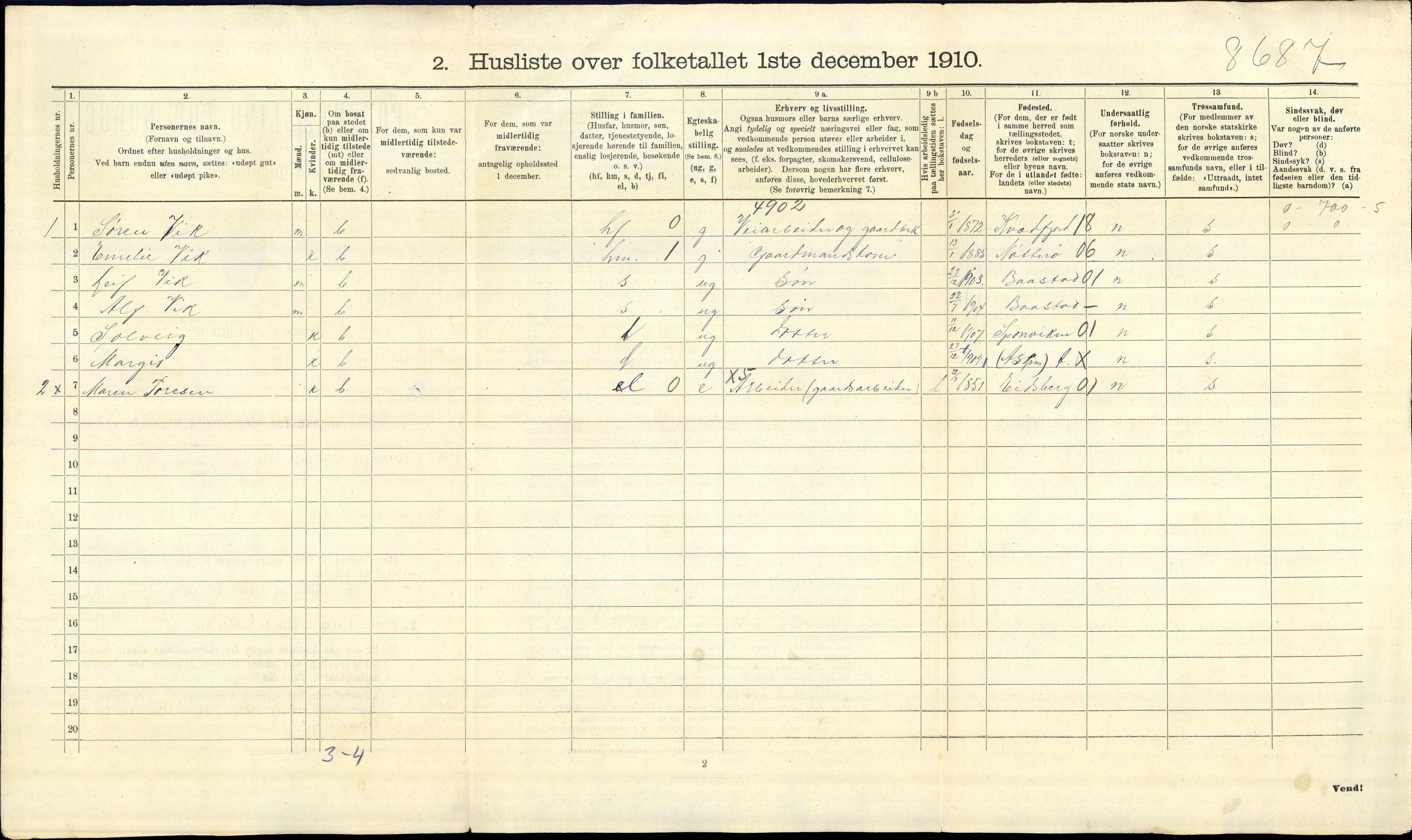 RA, 1910 census for Askim, 1910, p. 578