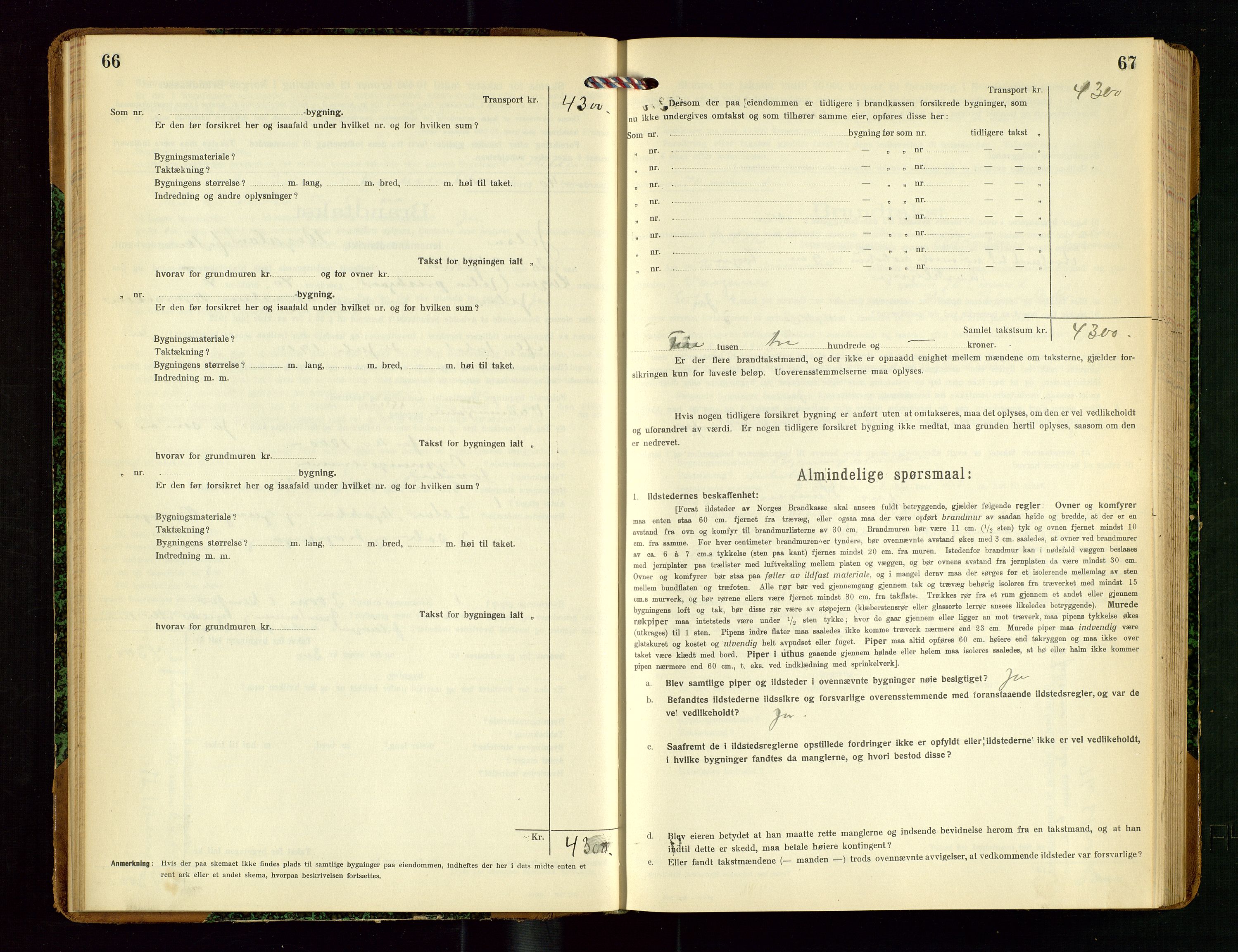 Jelsa lensmannskontor, SAST/A-100360/Gob/L0002: "Brandtakstprotokol", 1918-1942, p. 66-67