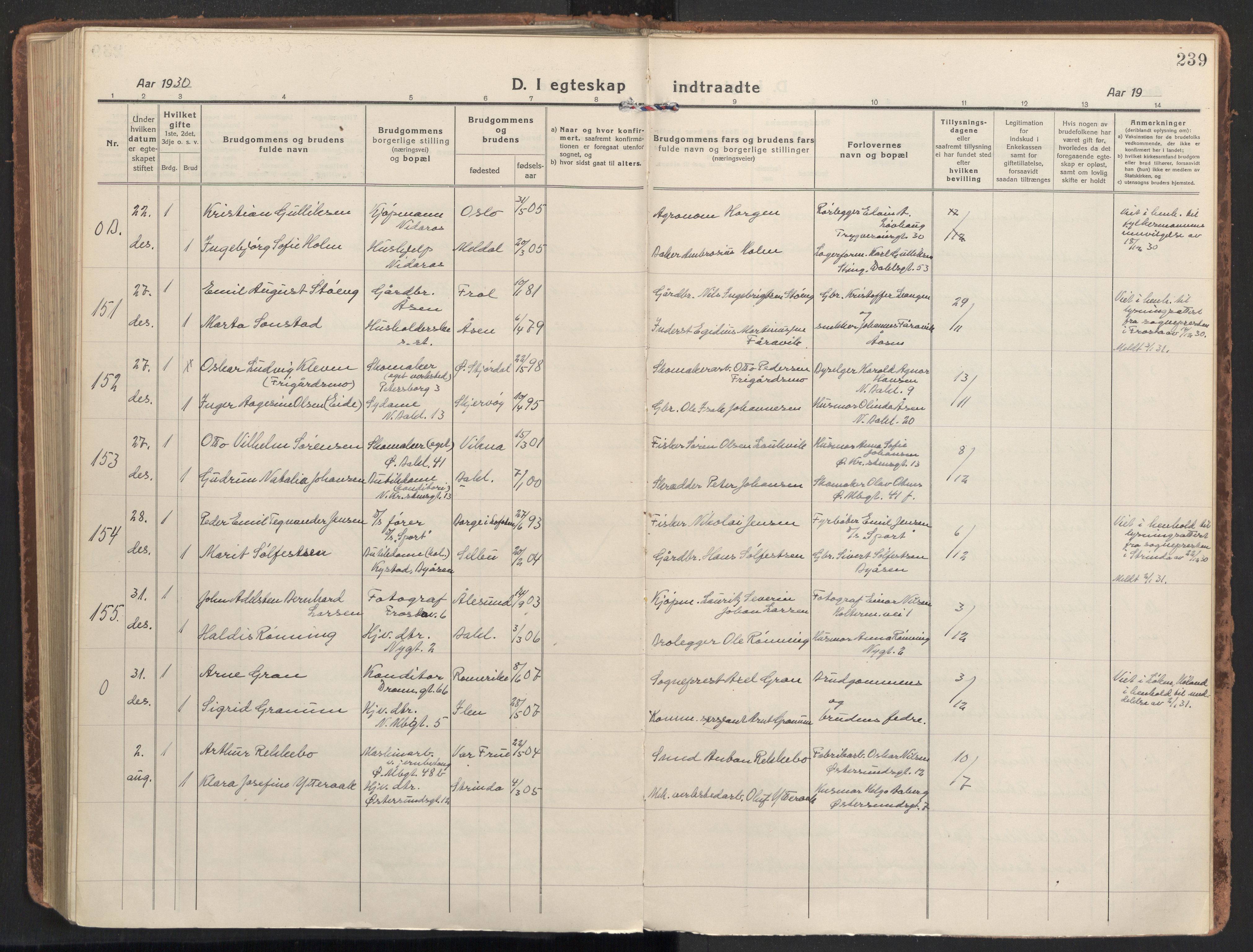 Ministerialprotokoller, klokkerbøker og fødselsregistre - Sør-Trøndelag, AV/SAT-A-1456/604/L0206: Parish register (official) no. 604A26, 1917-1931, p. 239