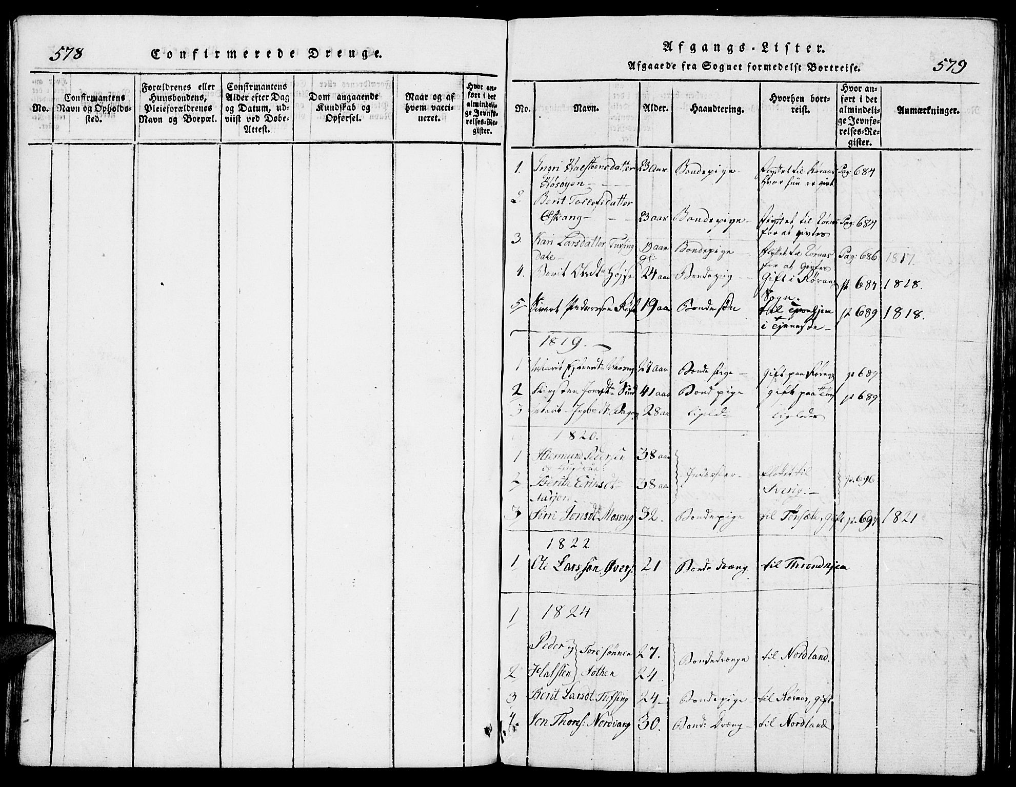 Tolga prestekontor, SAH/PREST-062/L/L0002: Parish register (copy) no. 2, 1815-1844, p. 578-579