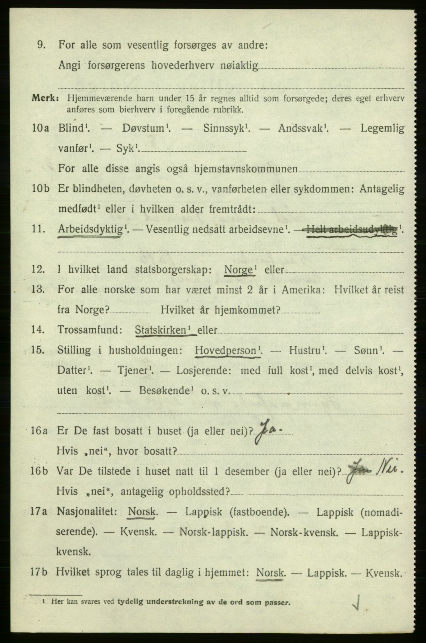 SATØ, 1920 census for Gamvik, 1920, p. 2865
