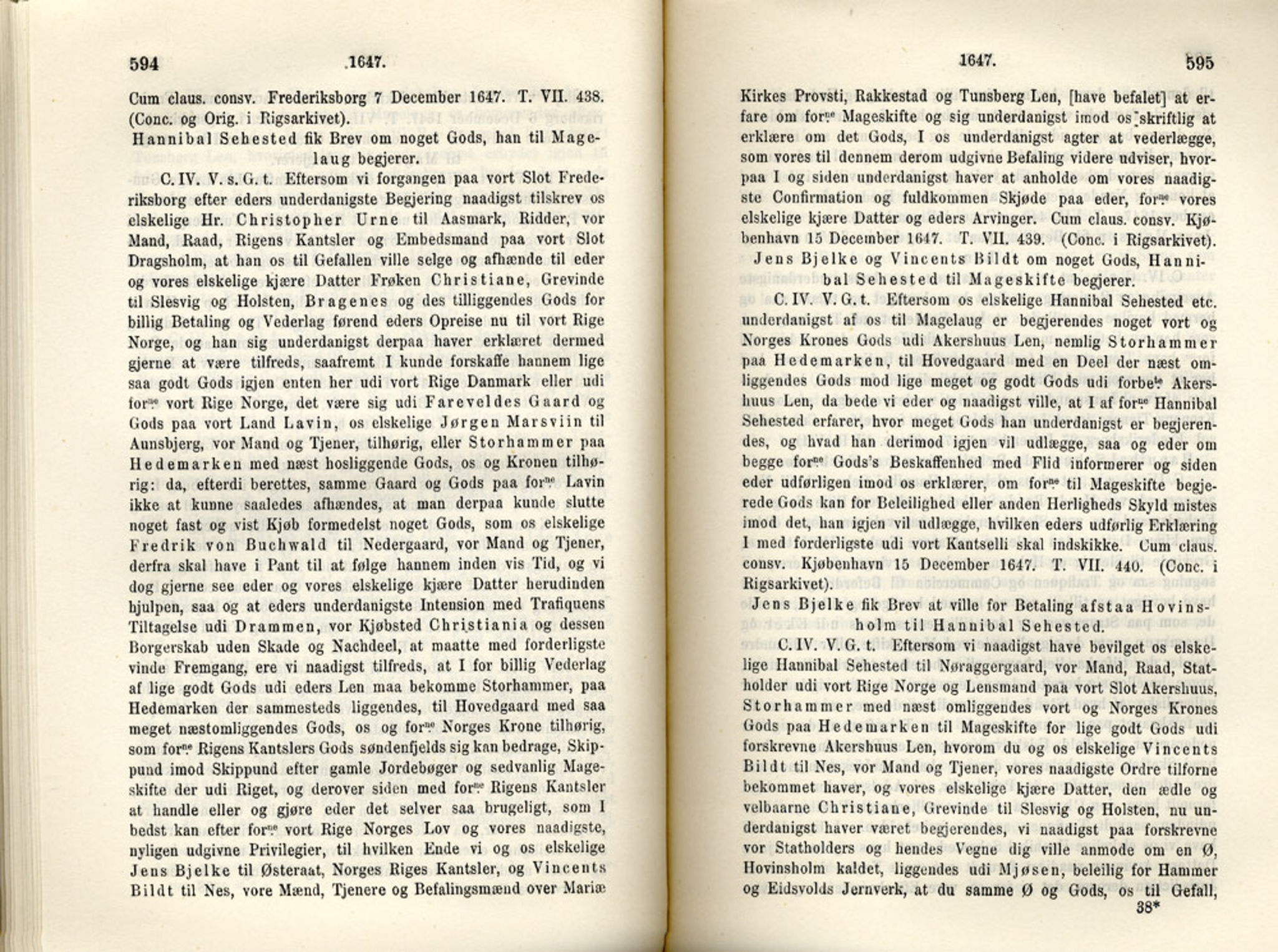 Publikasjoner utgitt av Det Norske Historiske Kildeskriftfond, PUBL/-/-/-: Norske Rigs-Registranter, bind 8, 1641-1648, p. 594-595