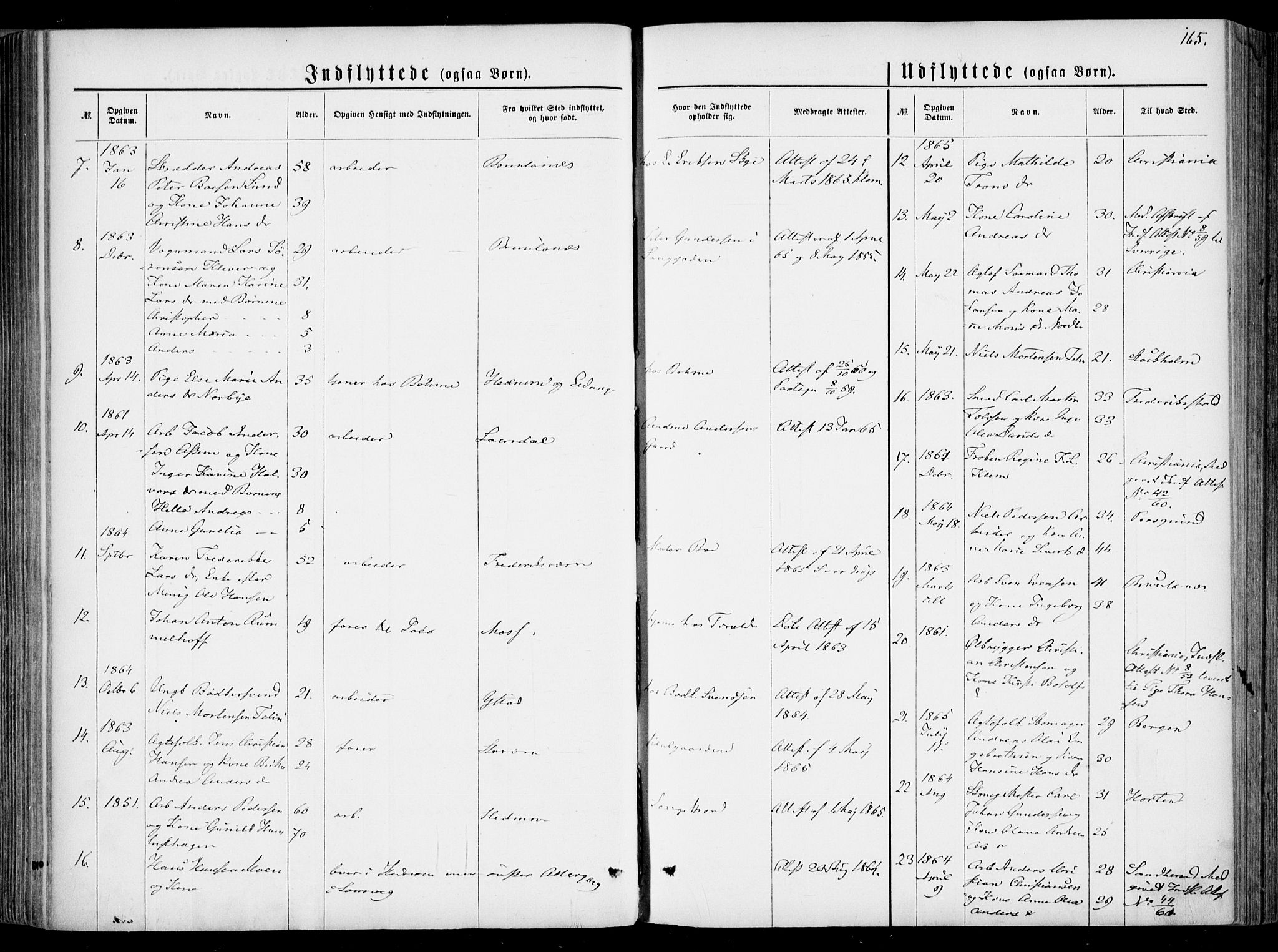 Larvik kirkebøker, AV/SAKO-A-352/F/Fa/L0005: Parish register (official) no. I 5, 1856-1870, p. 165