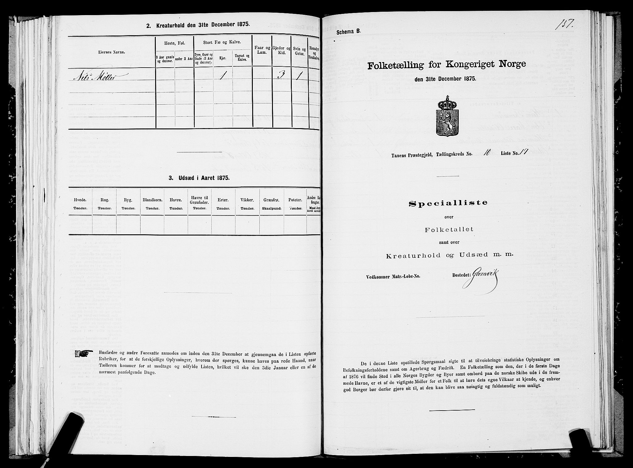 SATØ, 1875 census for 2025P Tana, 1875, p. 3151